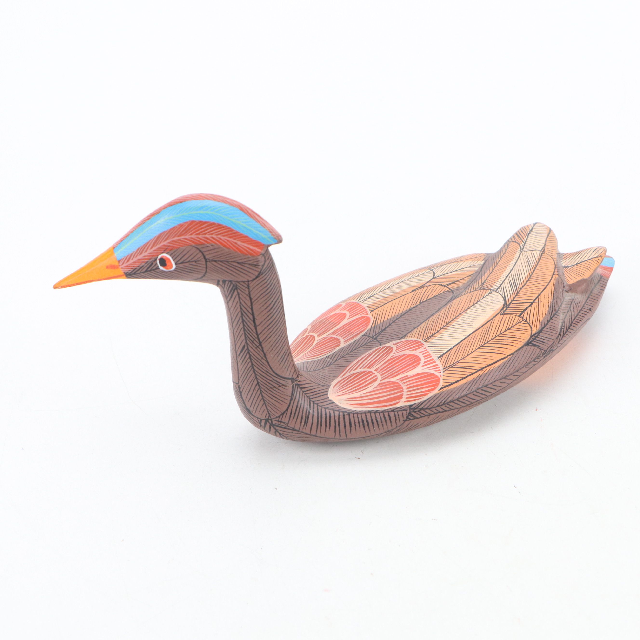 H. Rosier Hand-Painted Carved Wooden Crested Ducks