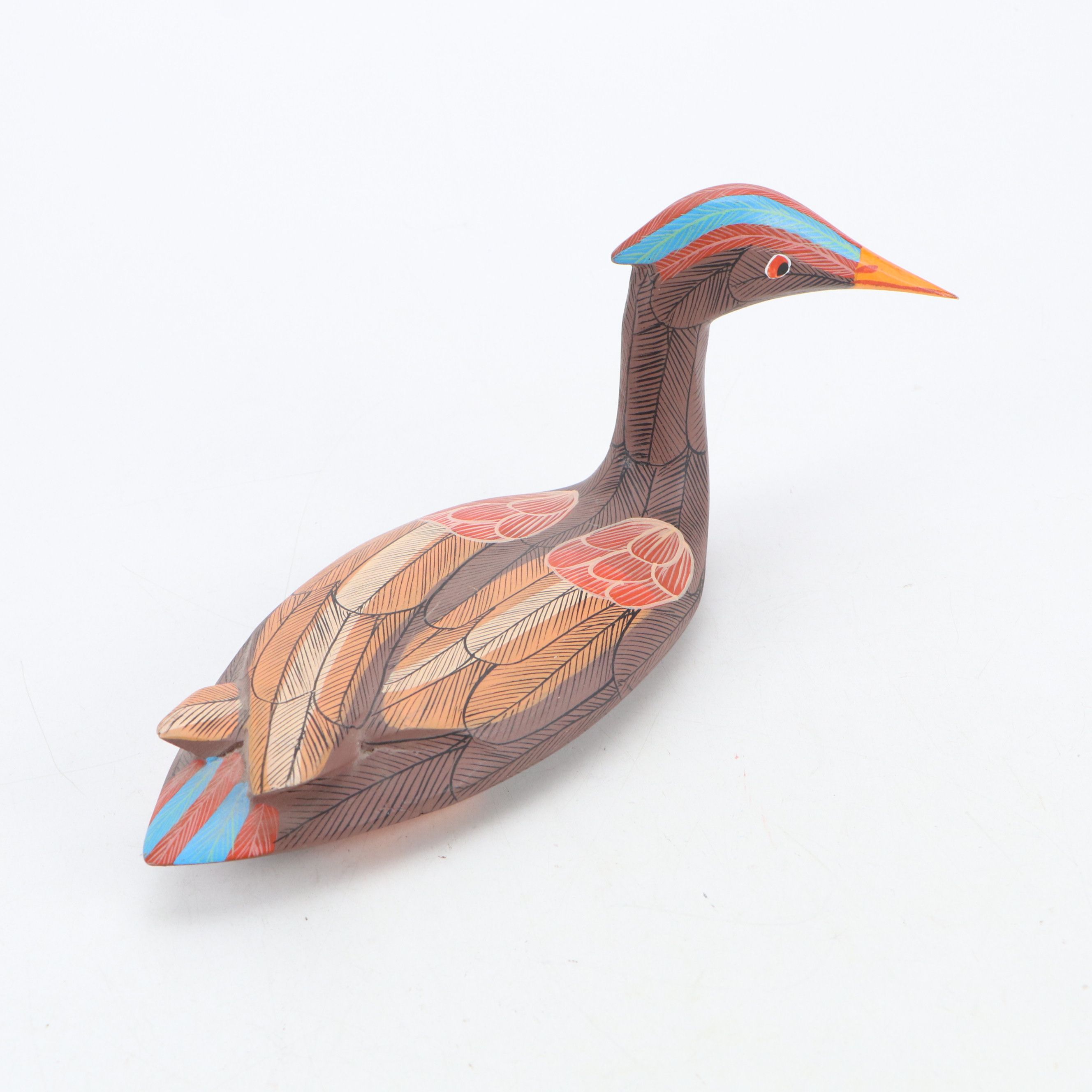 H. Rosier Hand-Painted Carved Wooden Crested Ducks