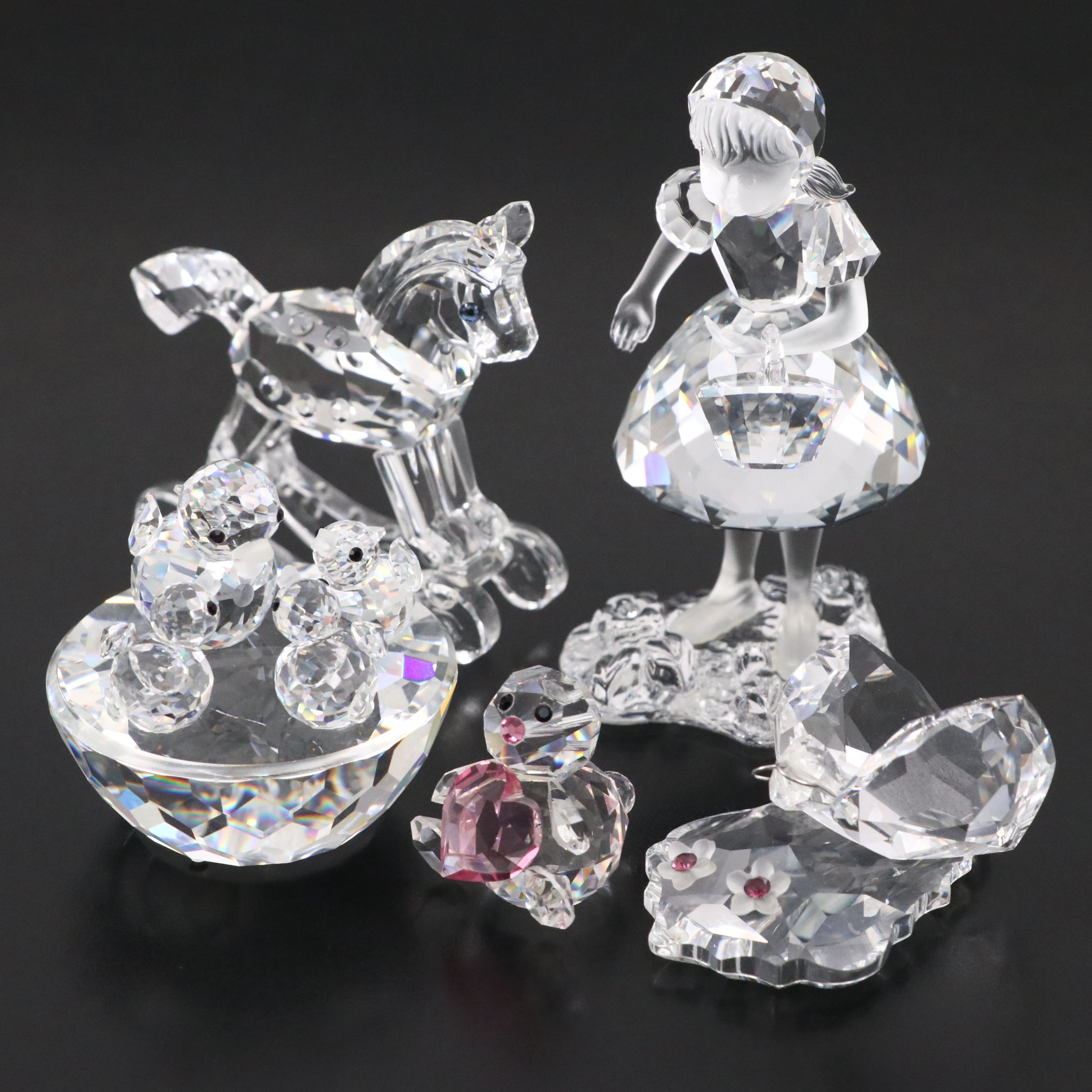 Swarovski "Red Riding Hood," "Rocking Horse," and Other Crystal Figurines