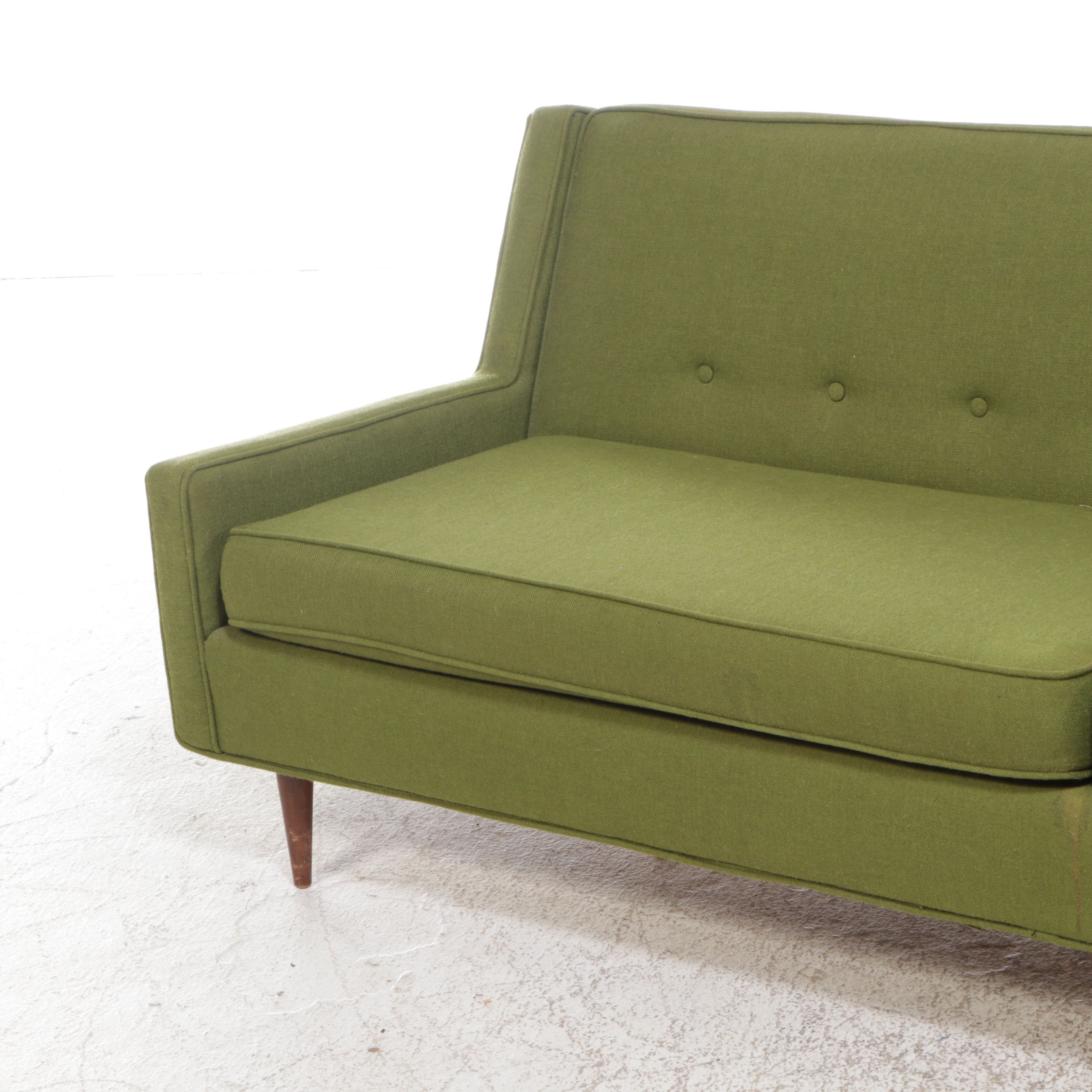 Shillito's Upholstery Dept. Green Mid Century Modern Sofa