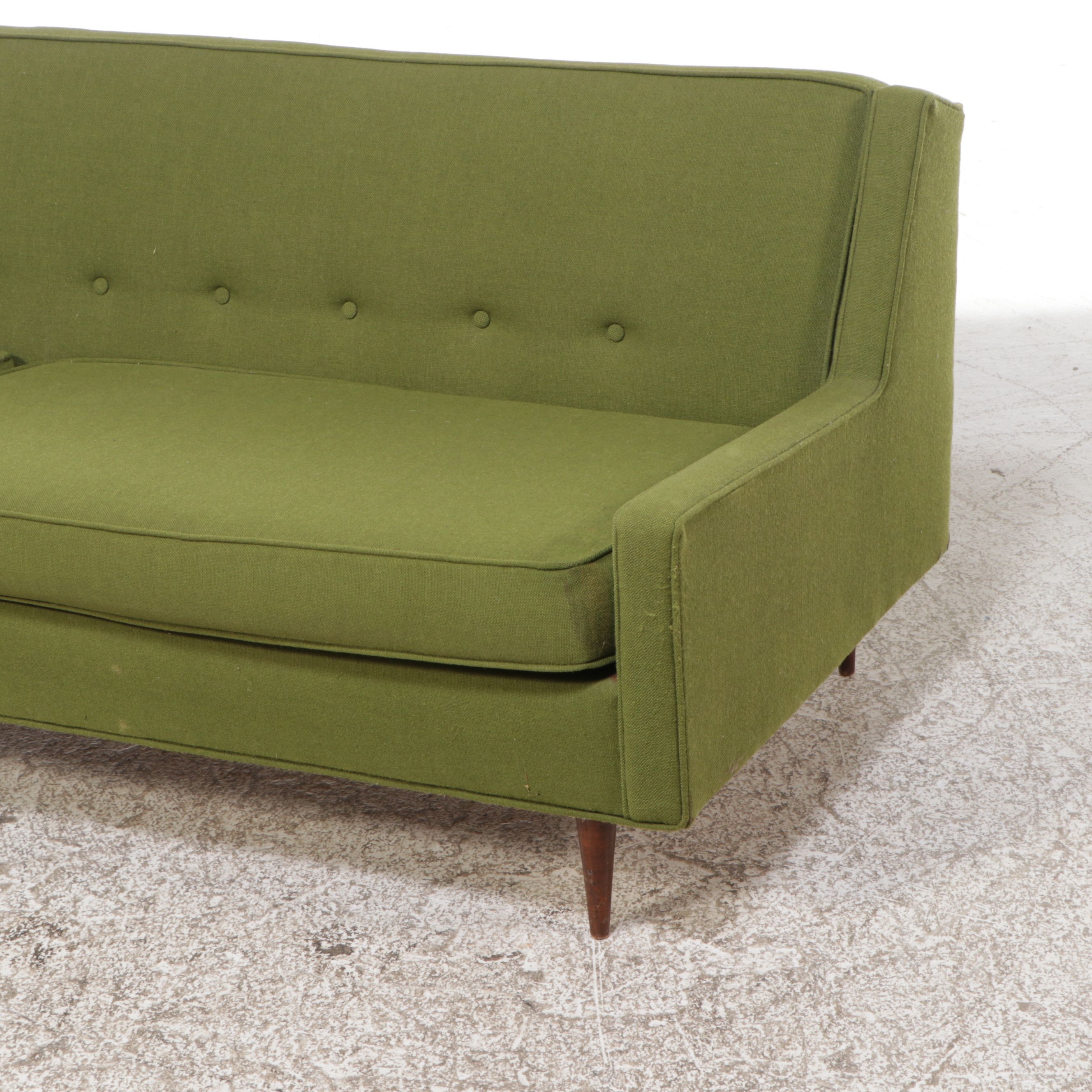 Shillito's Upholstery Dept. Green Mid Century Modern Sofa