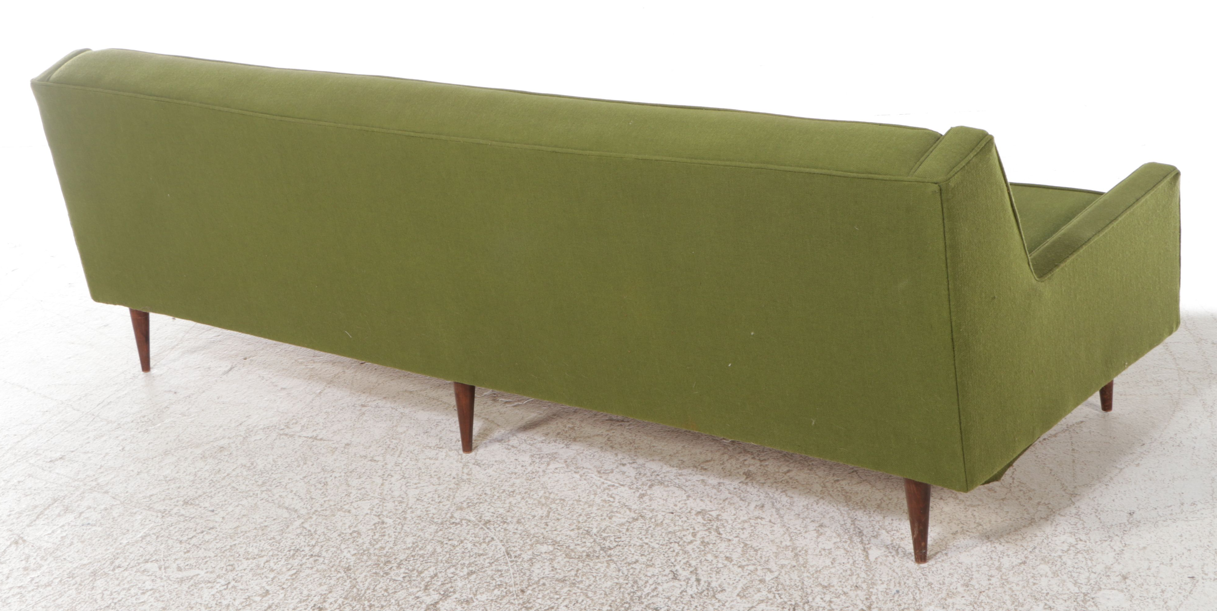 Shillito's Upholstery Dept. Green Mid Century Modern Sofa