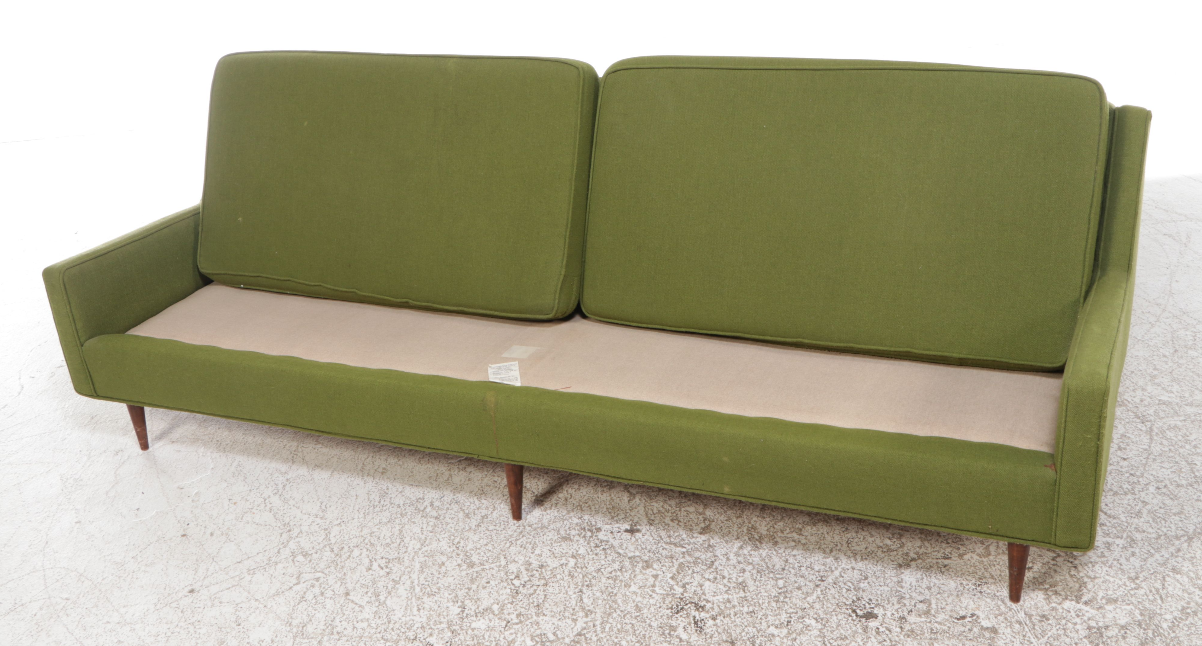 Shillito's Upholstery Dept. Green Mid Century Modern Sofa