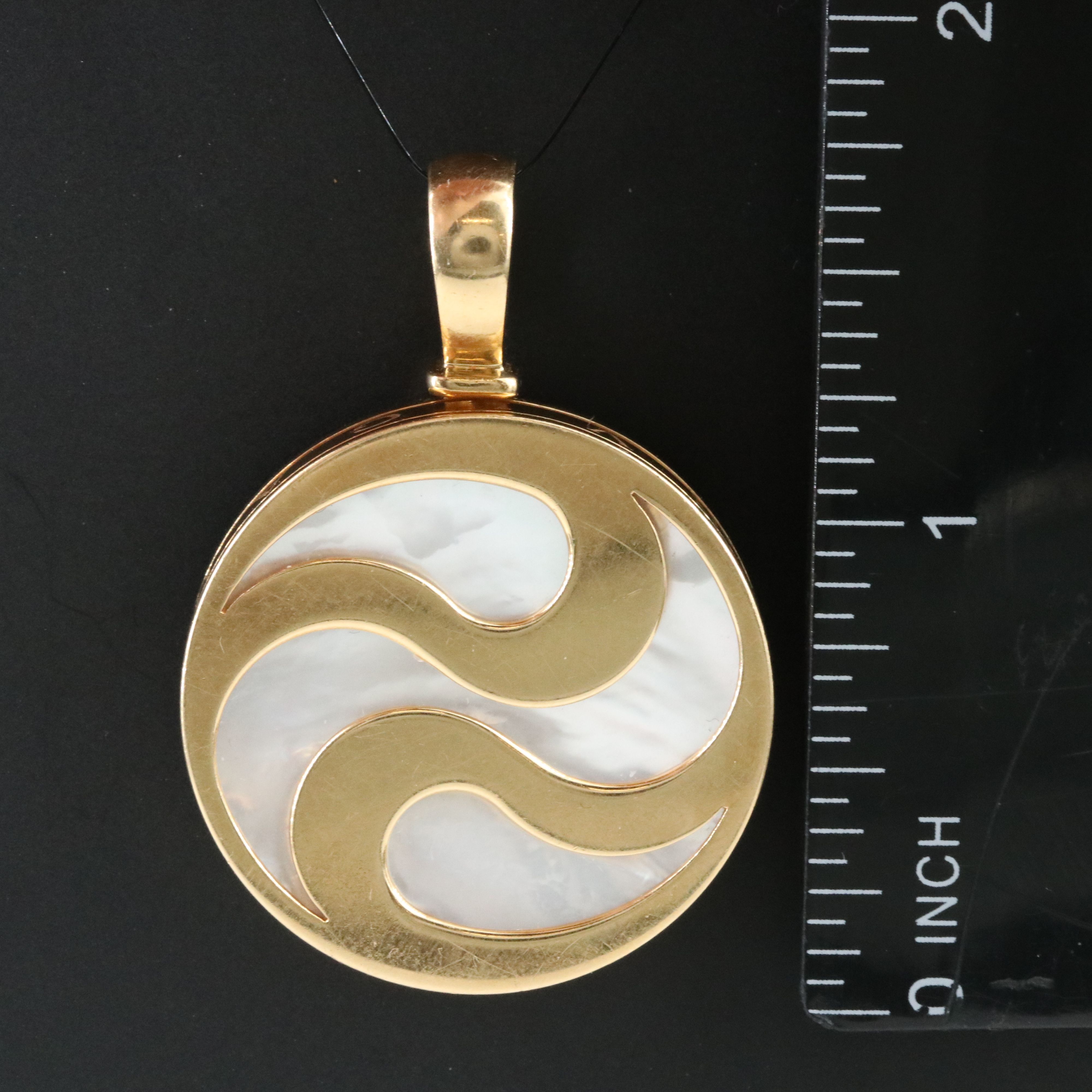 Bulgari BVLGARI 18K, Steel and Mother of Pearl Yin Yang Spinning Pendant