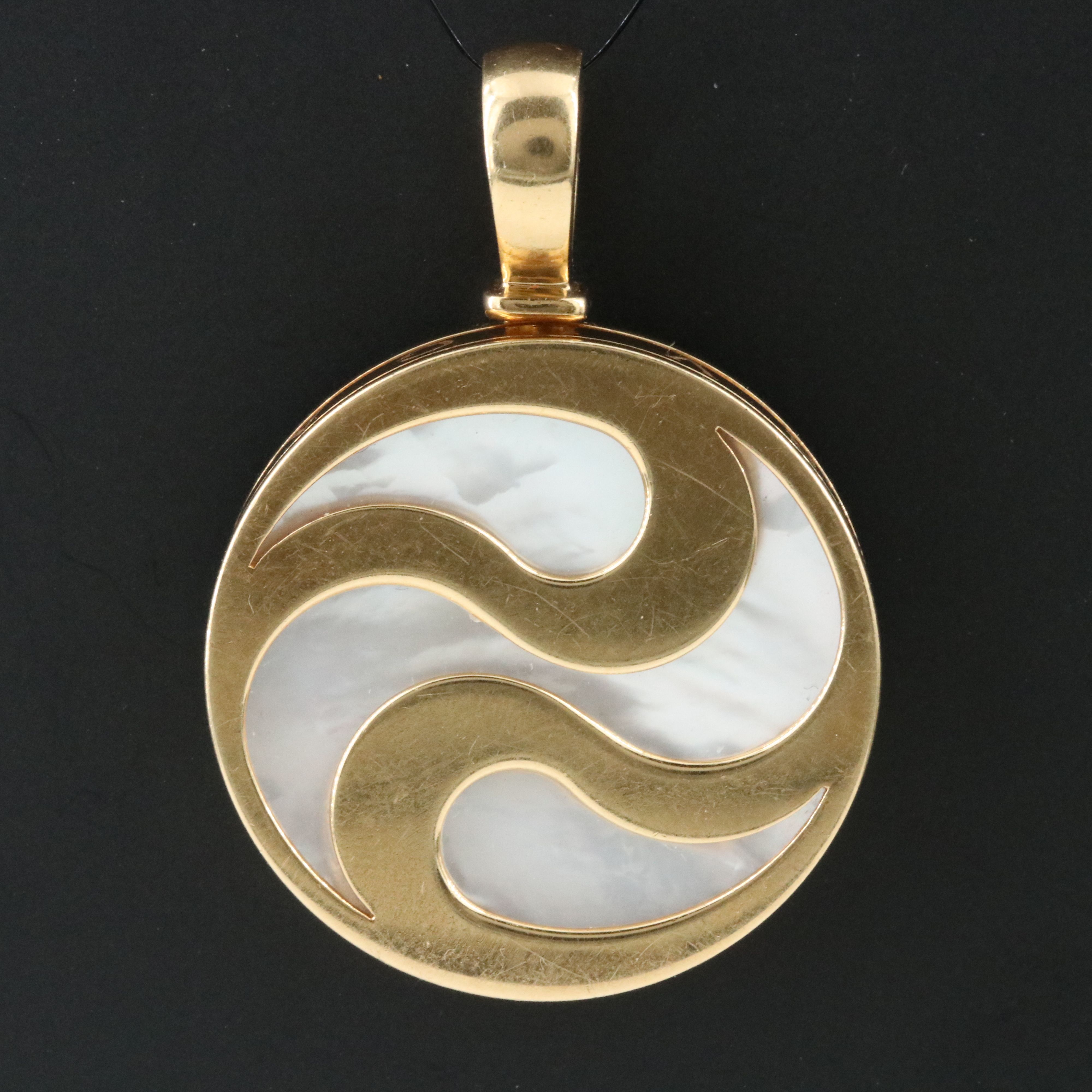 Bulgari BVLGARI 18K, Steel and Mother of Pearl Yin Yang Spinning Pendant