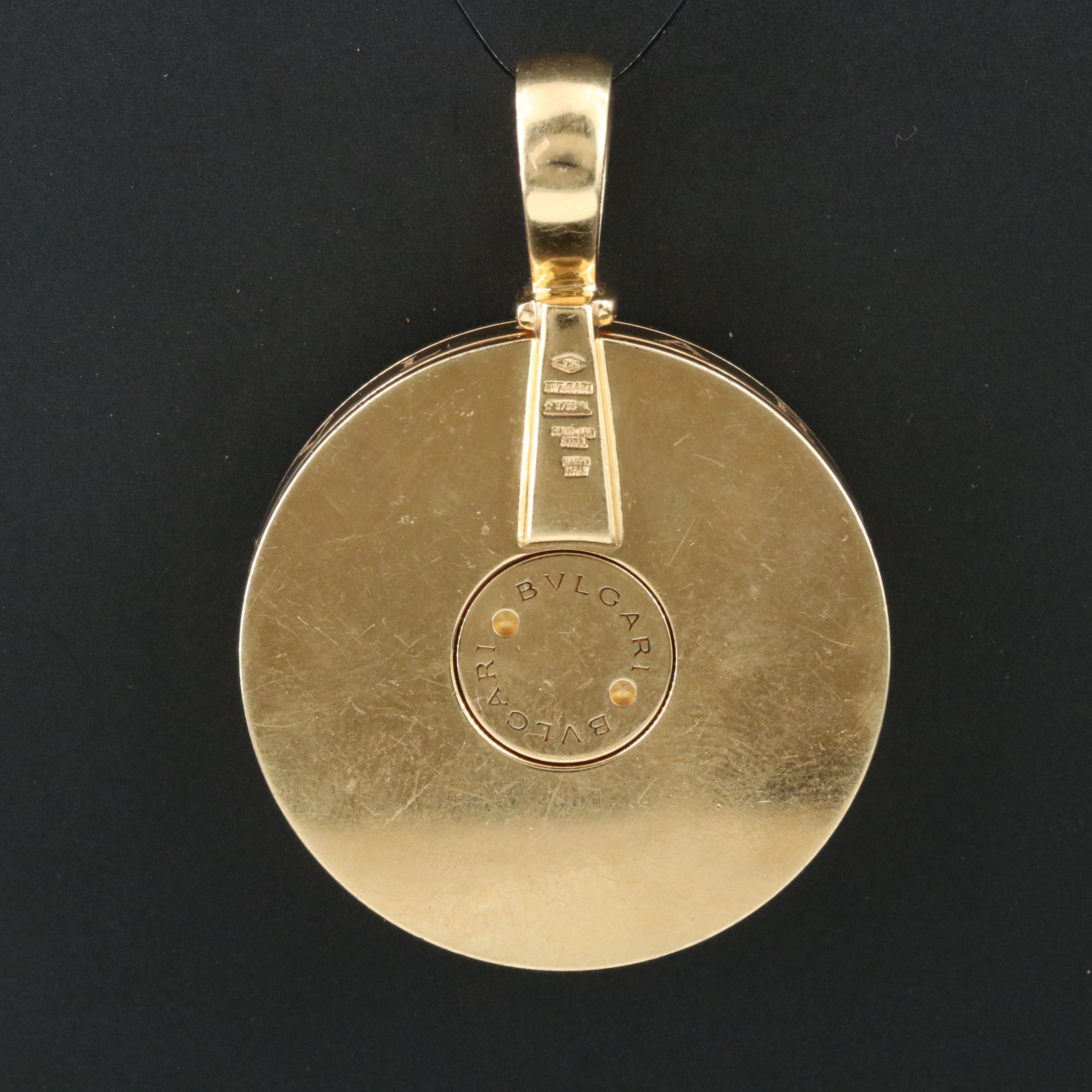 Bulgari BVLGARI 18K, Steel and Mother of Pearl Yin Yang Spinning Pendant