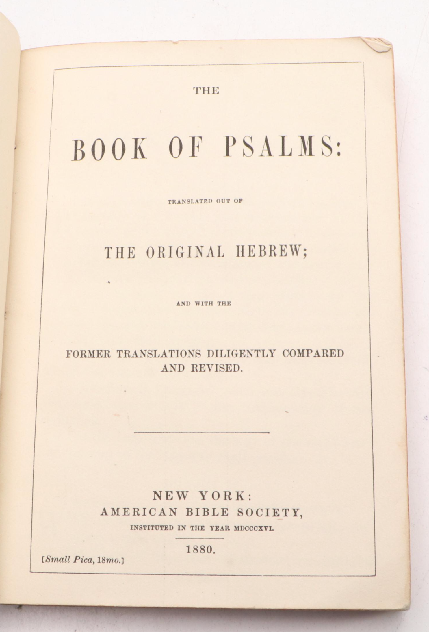 The Book of Psalms, 1880