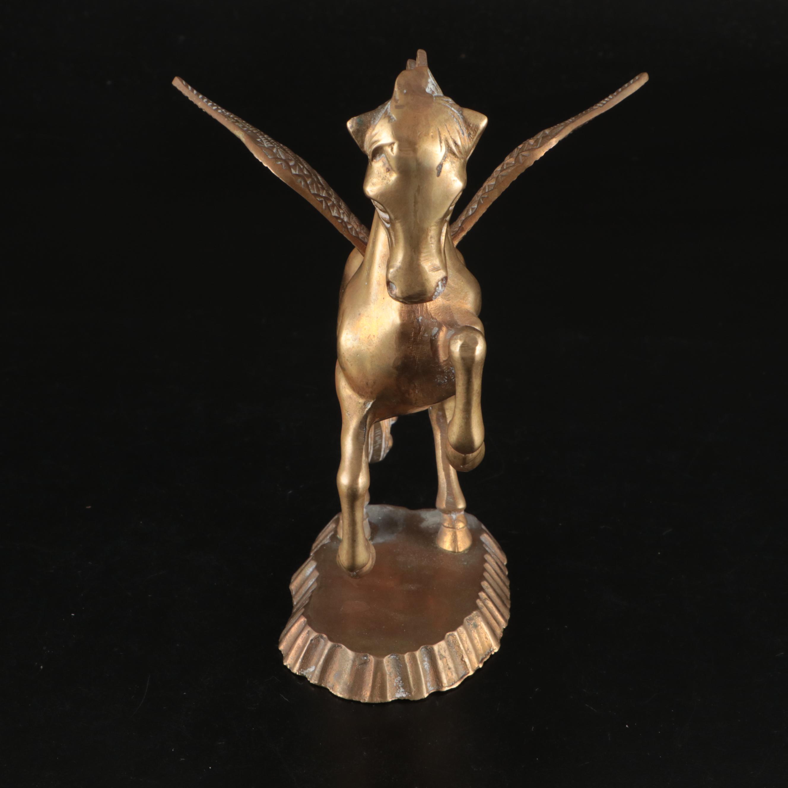 Three Brass Running Horses Wall Décor with Pegasus Figures