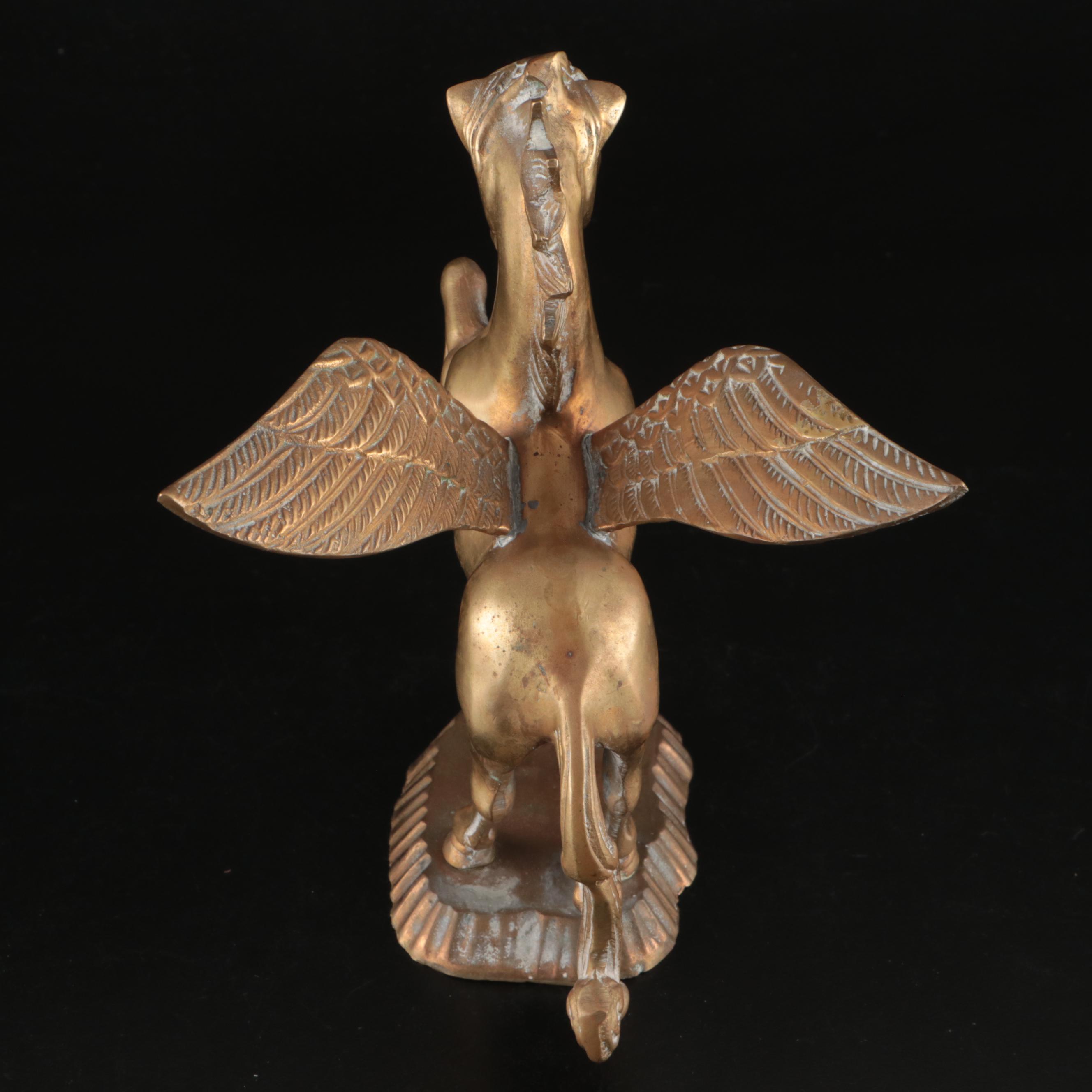 Three Brass Running Horses Wall Décor with Pegasus Figures