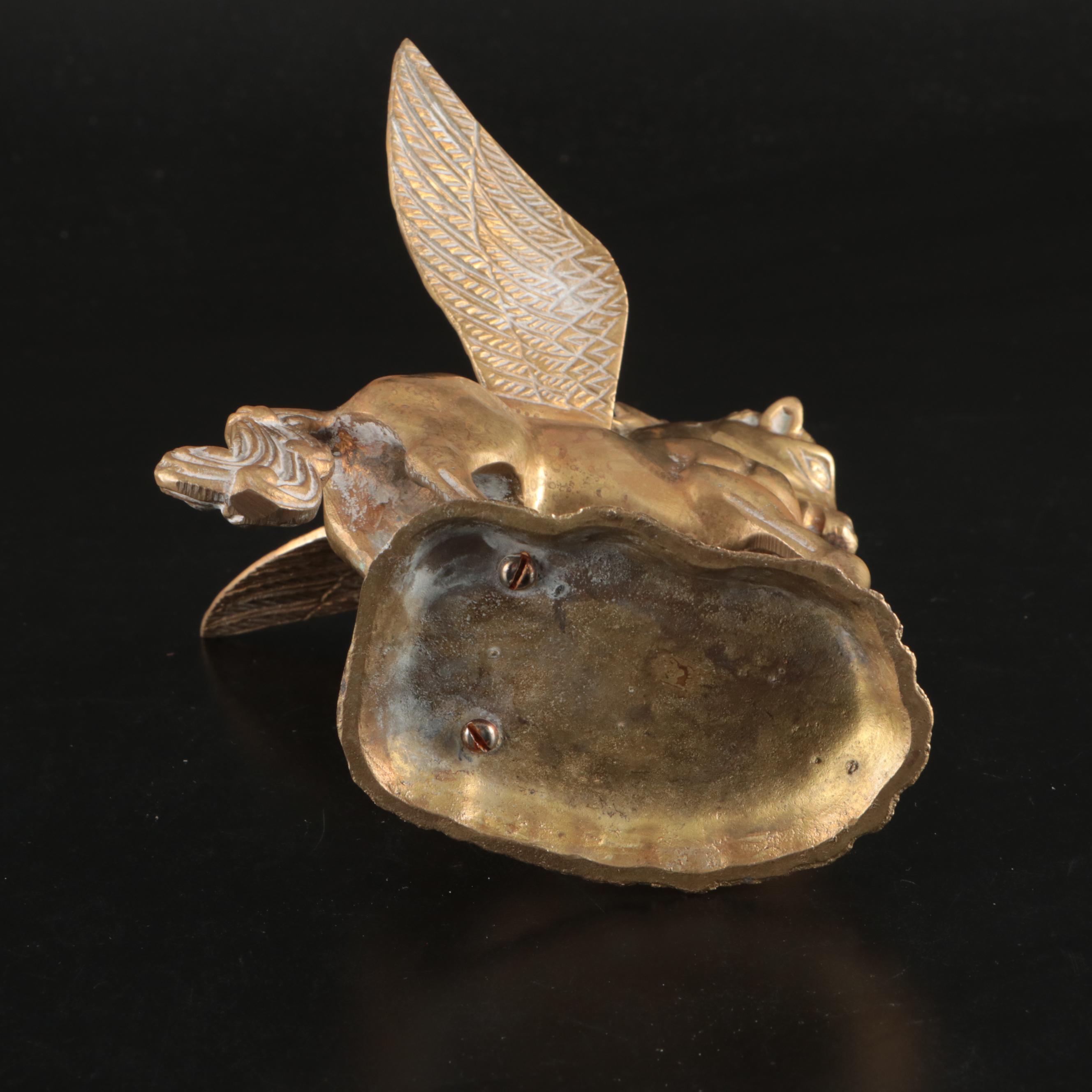 Three Brass Running Horses Wall Décor with Pegasus Figures