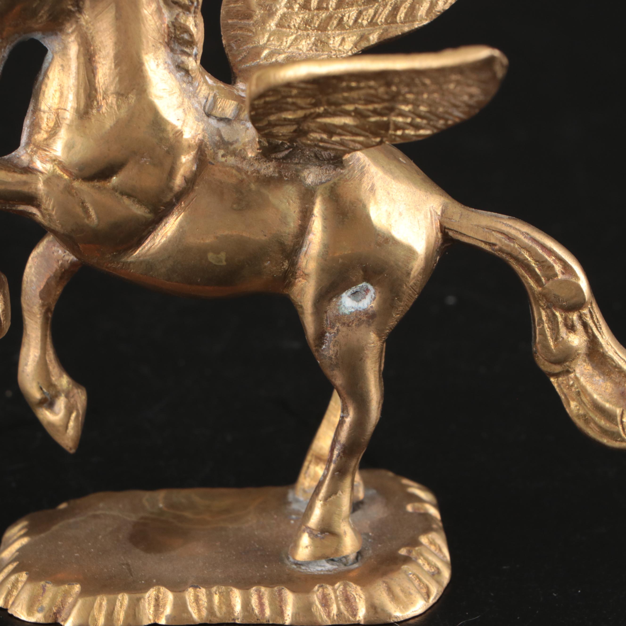 Three Brass Running Horses Wall Décor with Pegasus Figures