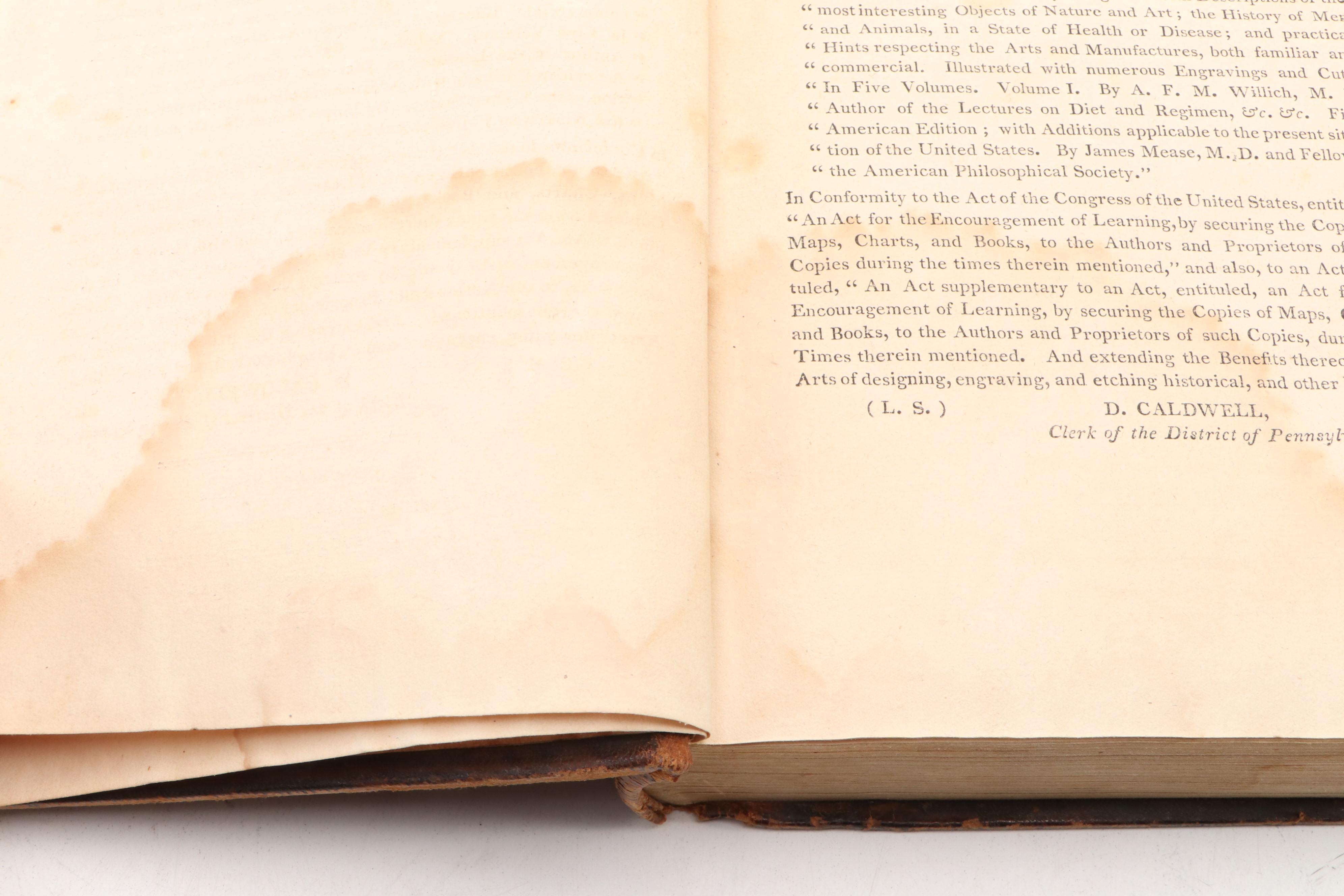 First American Edition "The Domestic Encyclopædia" Vol. IV by A. Willich, 1803