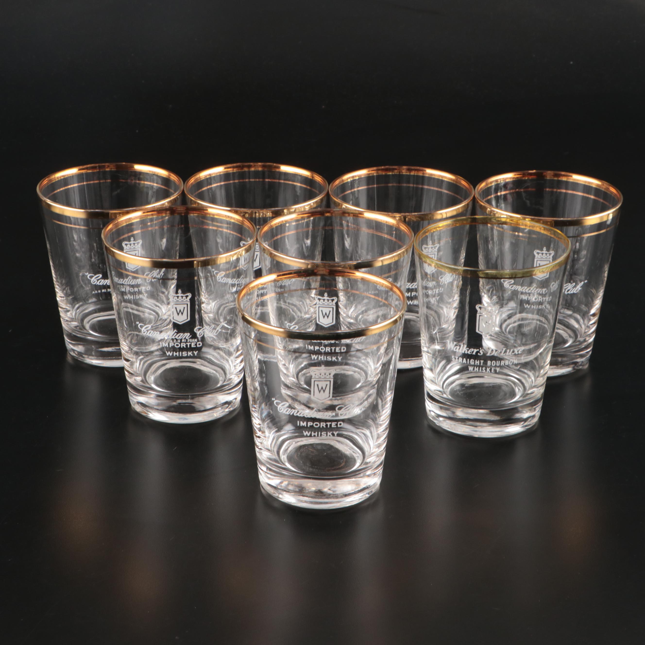 Canadian Club Double Old Fashioned Glasses with Souvenir Boot Mugs and Glasses