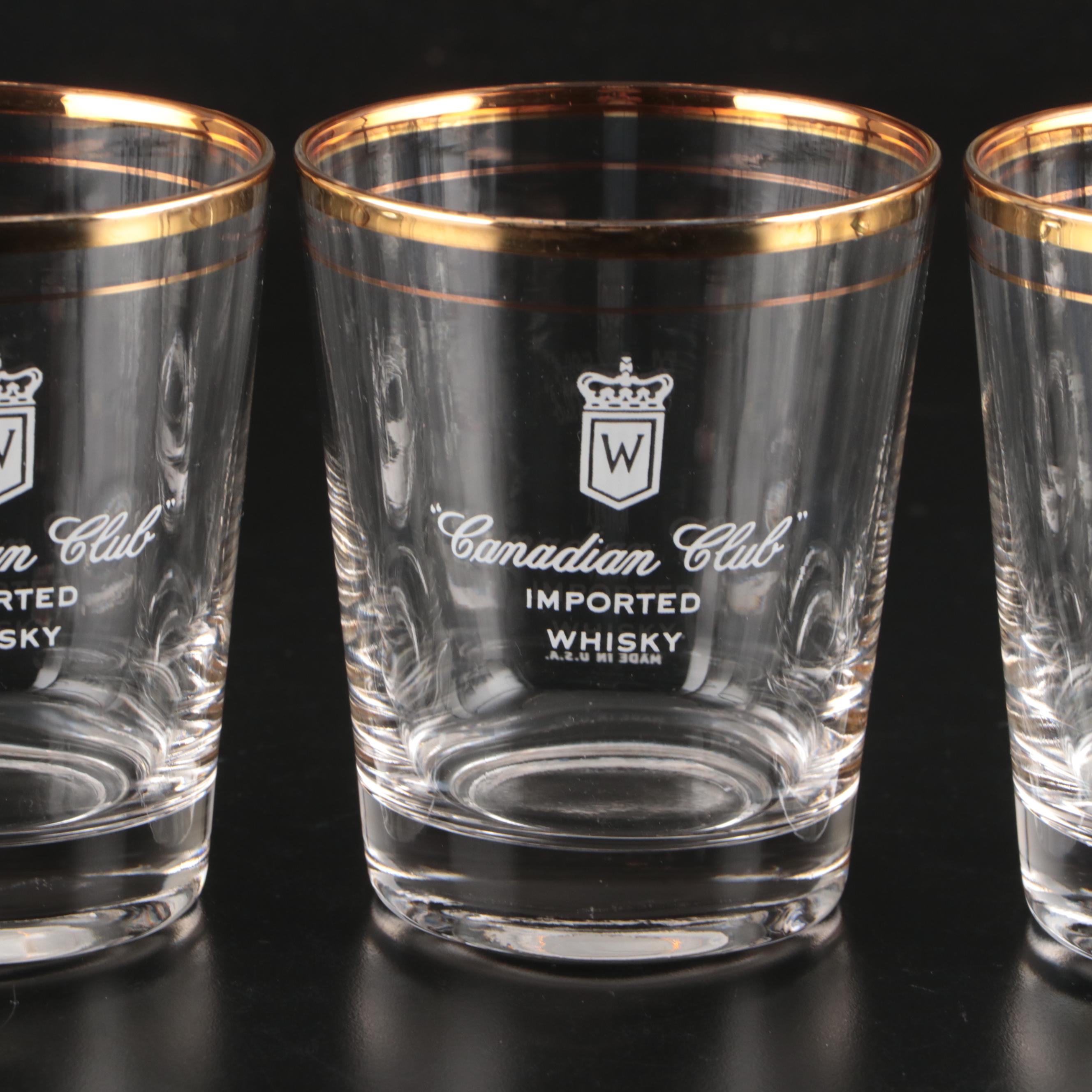 Canadian Club Double Old Fashioned Glasses with Souvenir Boot Mugs and Glasses