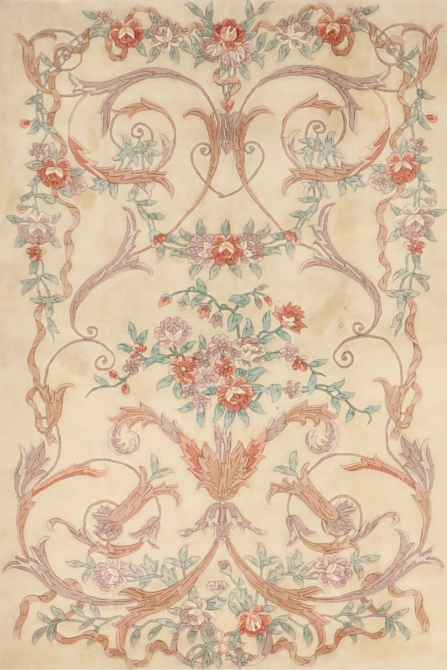 5'6 x 7'11 Hand-Knotted and Carved Chinese Floral Area Rug