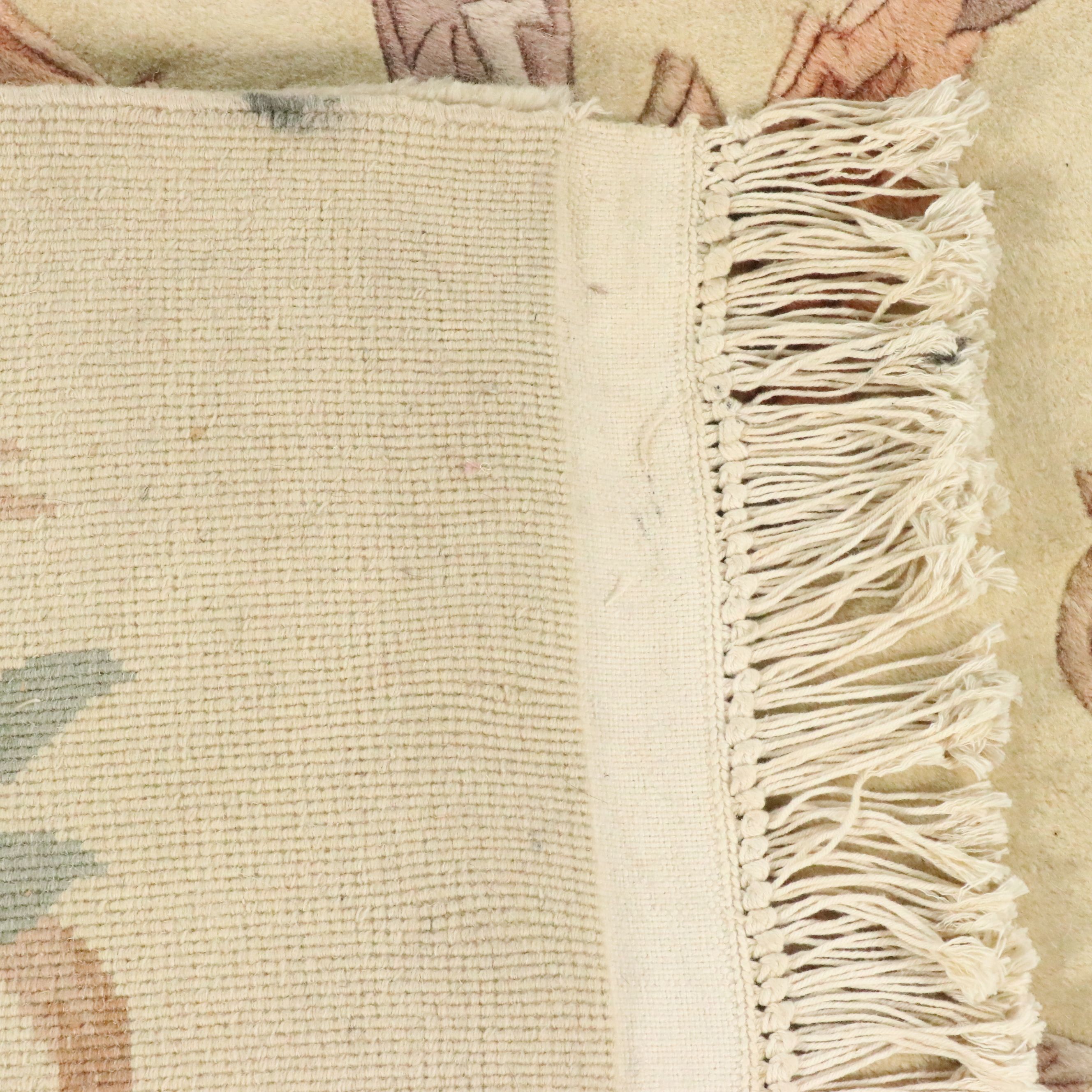 5'6 x 7'11 Hand-Knotted and Carved Chinese Floral Area Rug