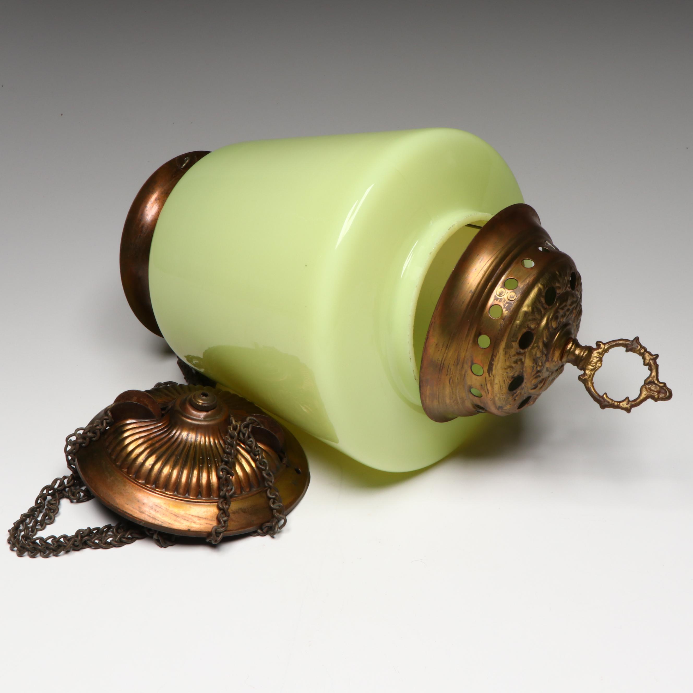 Uranium Glass Hanging Candle Lamp