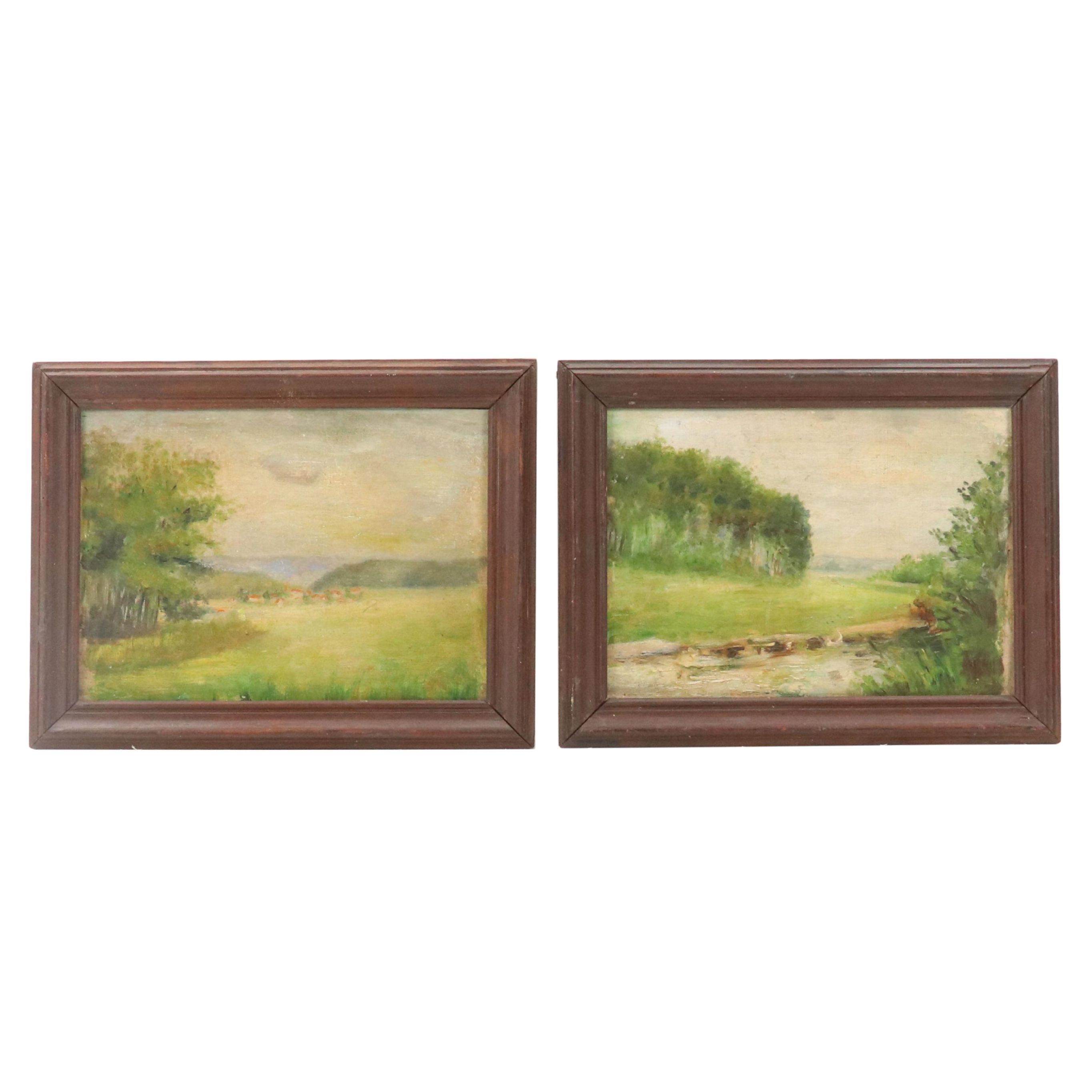 Pair of Landscape Oil Paintings, 20th Century