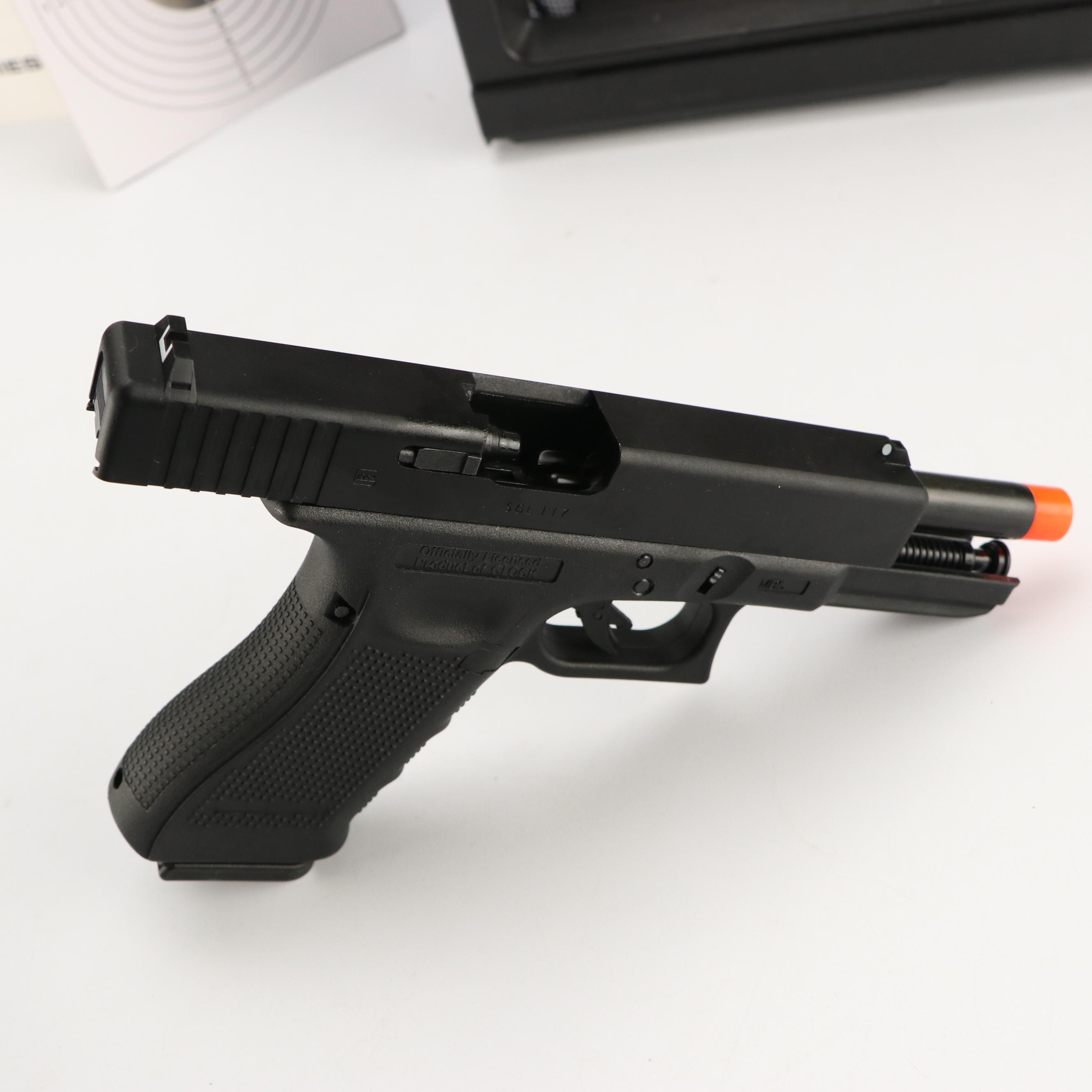 KWA Airsoft Gas Blowback Rifle with Airsoft Glock Handgun and Accessories