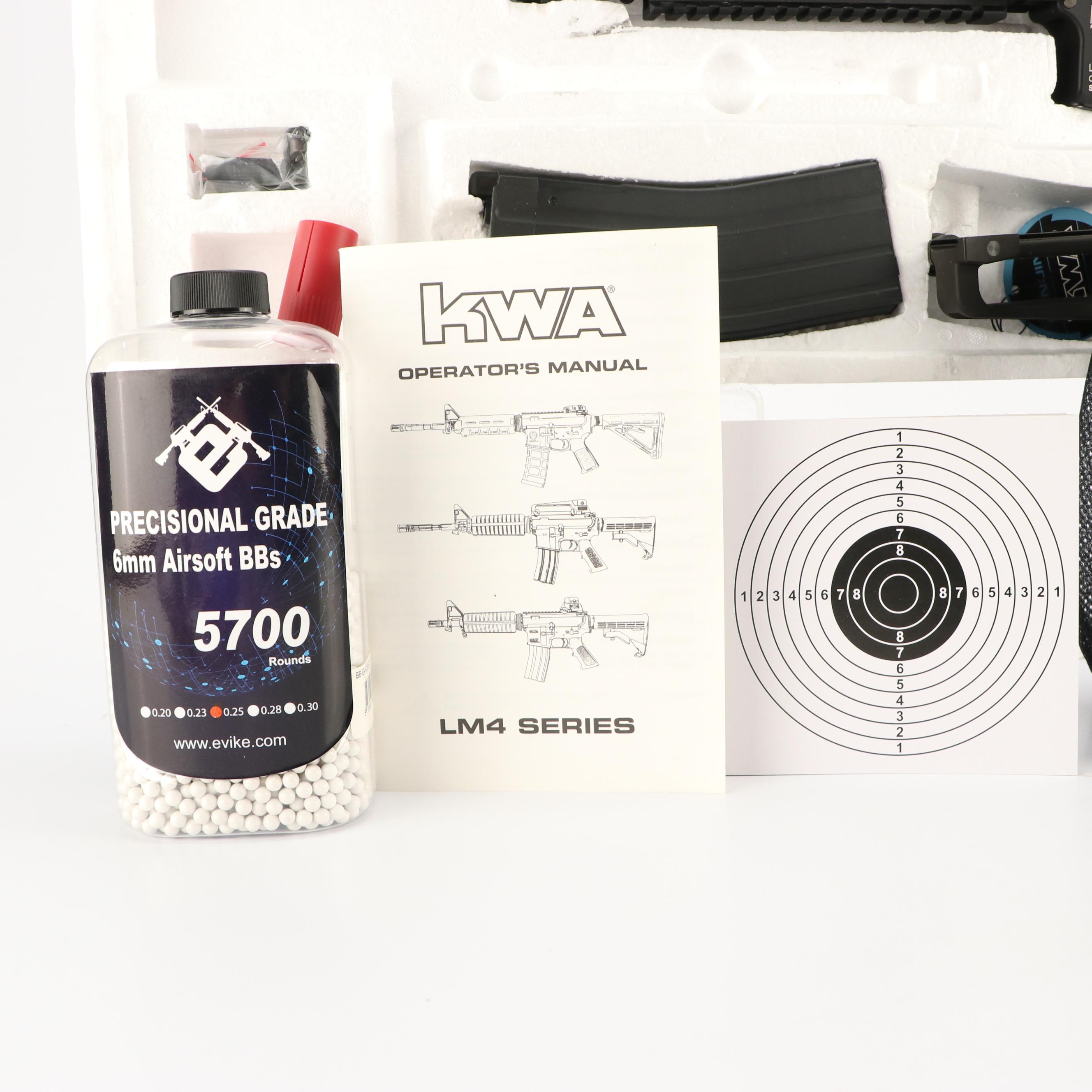 KWA Airsoft Gas Blowback Rifle with Airsoft Glock Handgun and Accessories