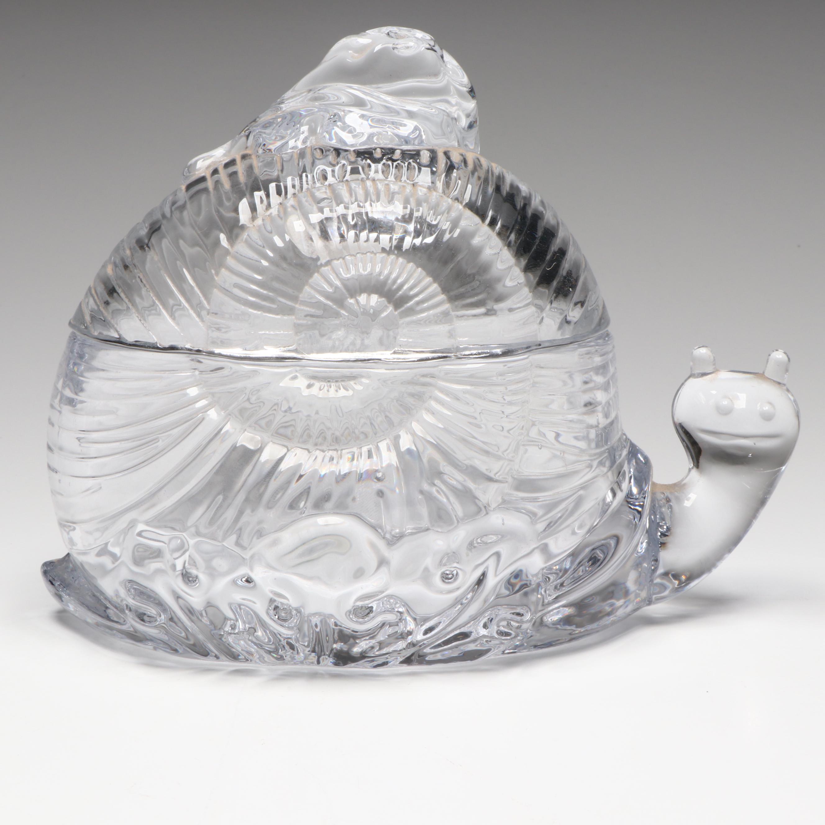 Shannon Crystal Snail Lidded Candy Dish and Indiana Glass Compote with Other