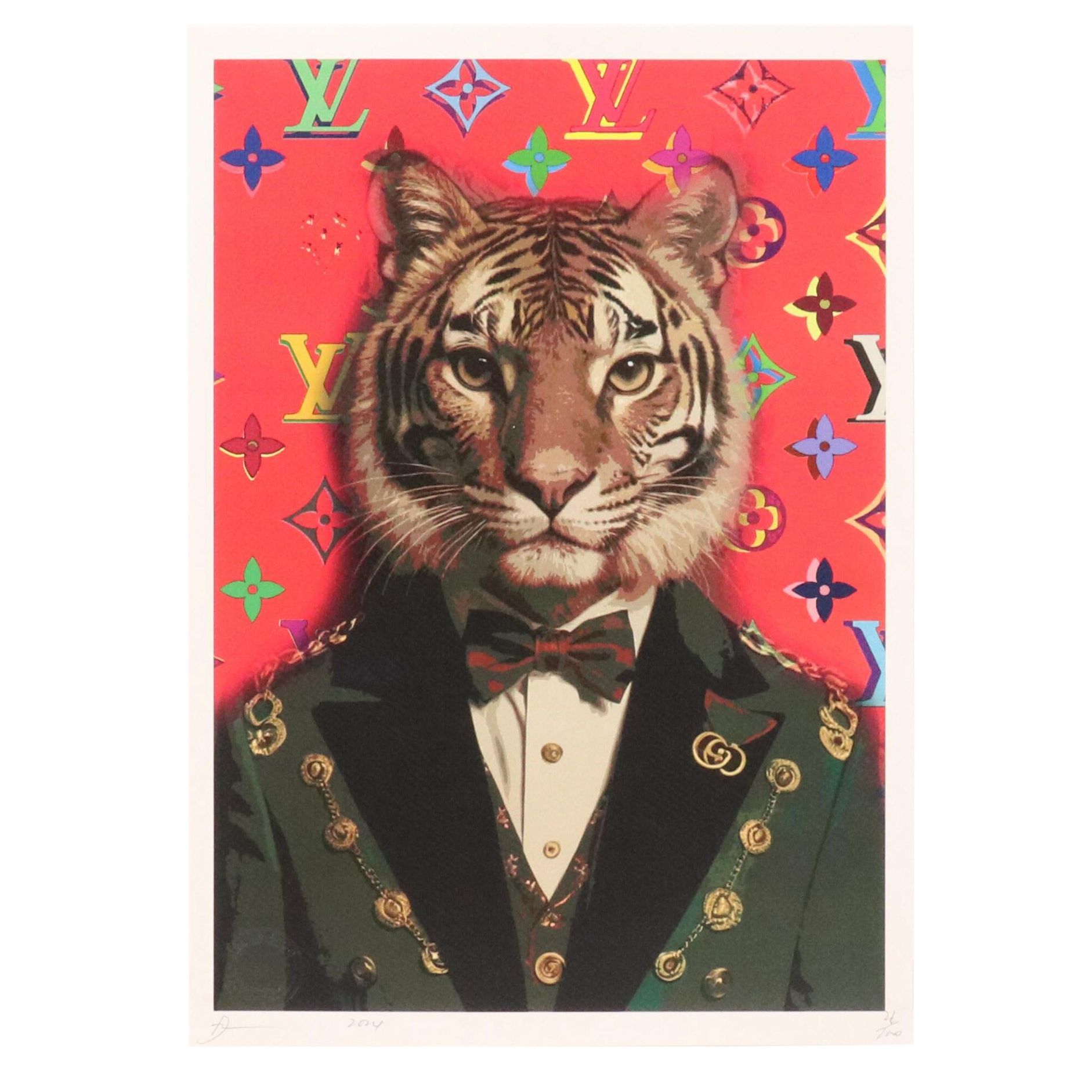 Death NYC Graphic Digital Print Featuring Louis Vuitton x Gucci Tiger, 2024