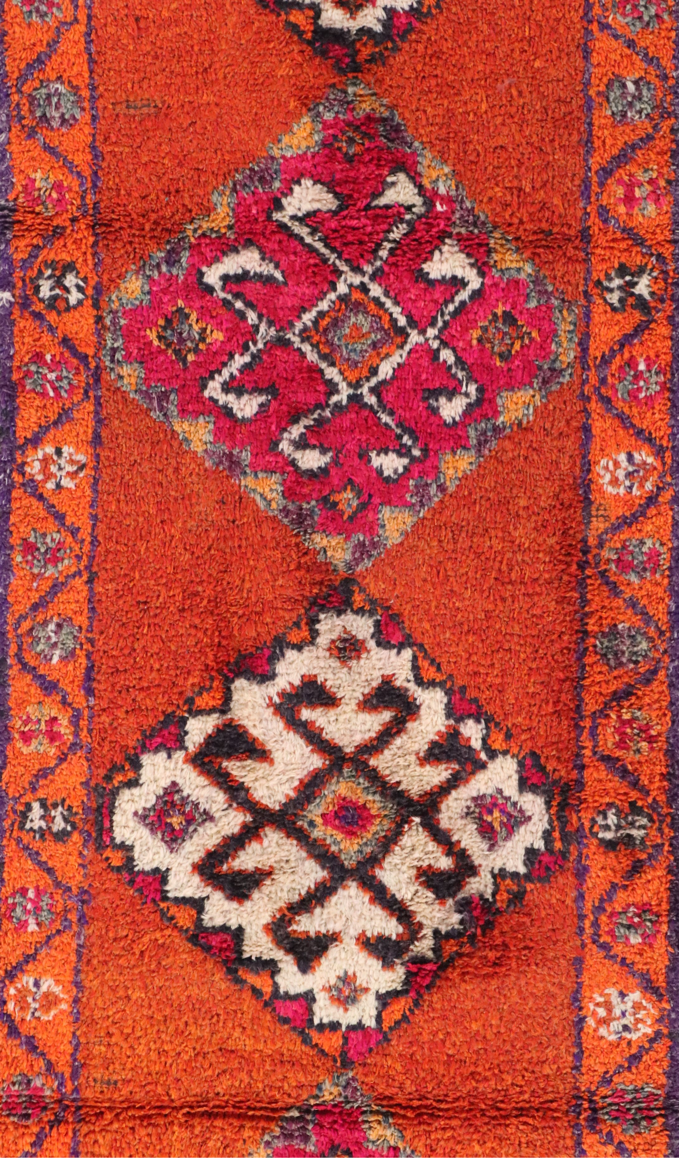 3'3 x 11'3 Hand-Knotted Moroccan Berber Carpet Runner Long Rug