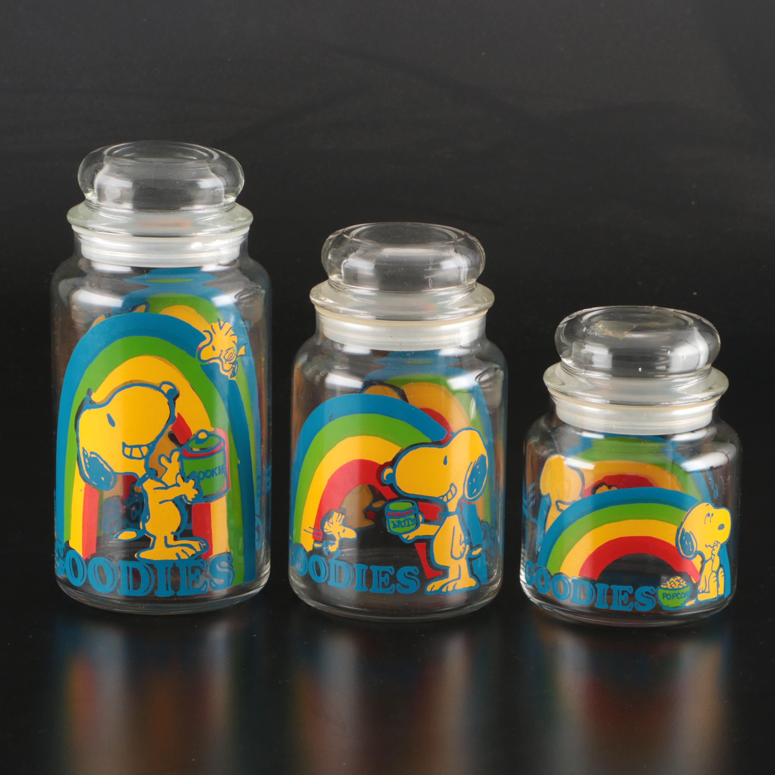 Anchor Hocking with Other Snoopy Milk Glass Mugs and Glass Jars