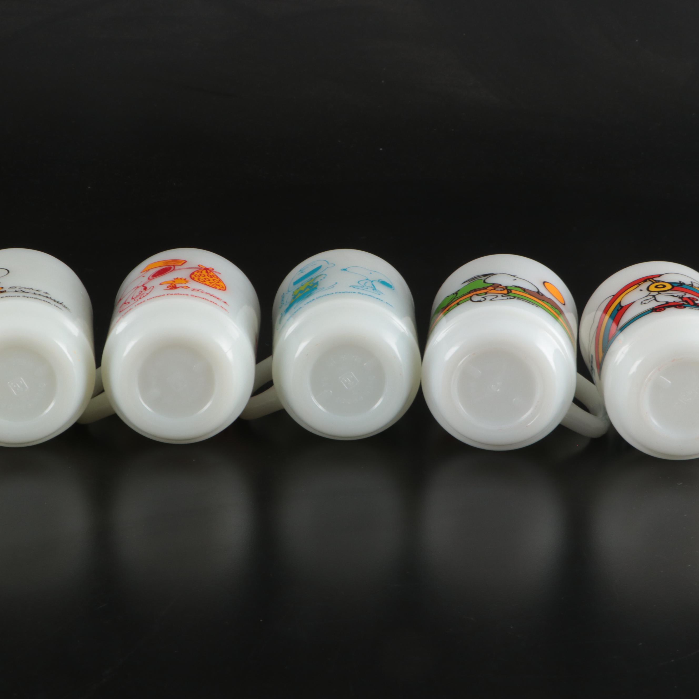 Anchor Hocking with Other Snoopy Milk Glass Mugs and Glass Jars