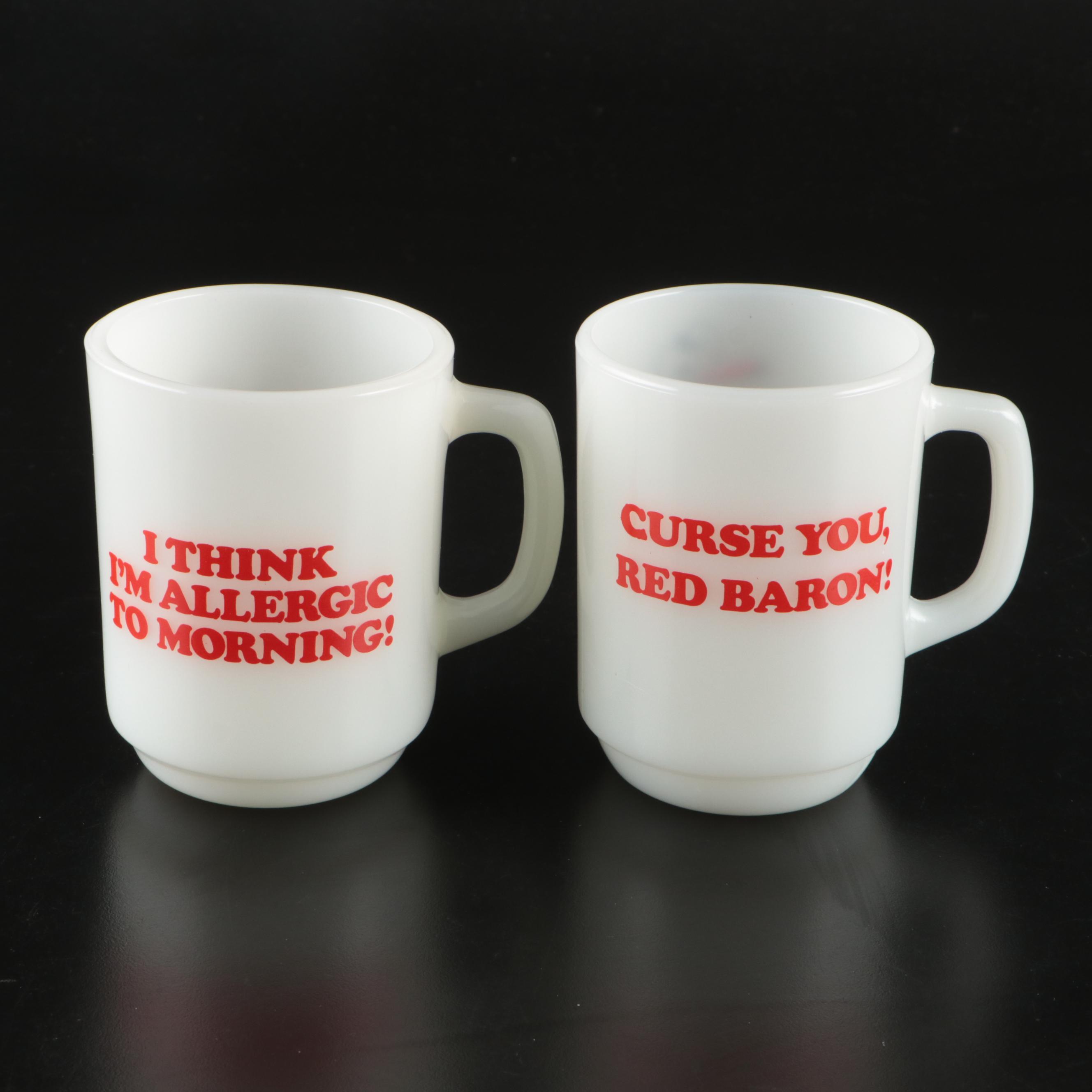 Anchor Hocking with Other Snoopy Milk Glass Mugs and Glass Jars