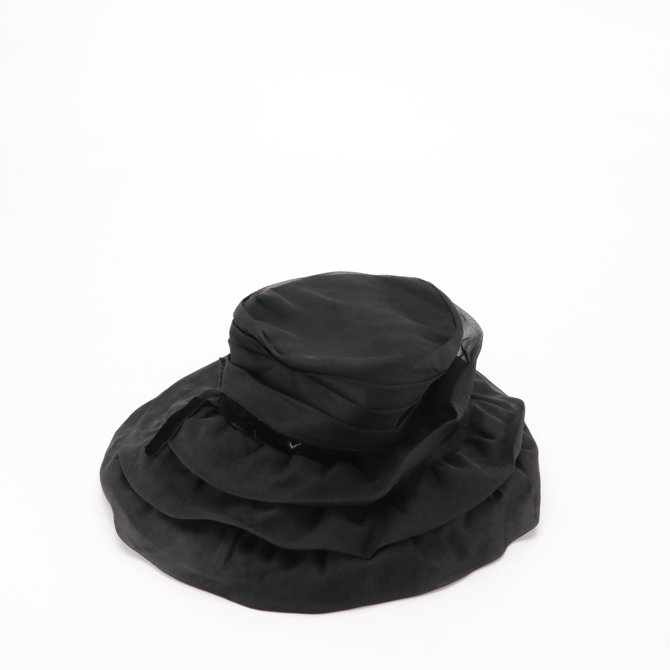 Vintage Ruffle-Tiered Hat, Embellished Headband Headpiece & Other Hat, With Box