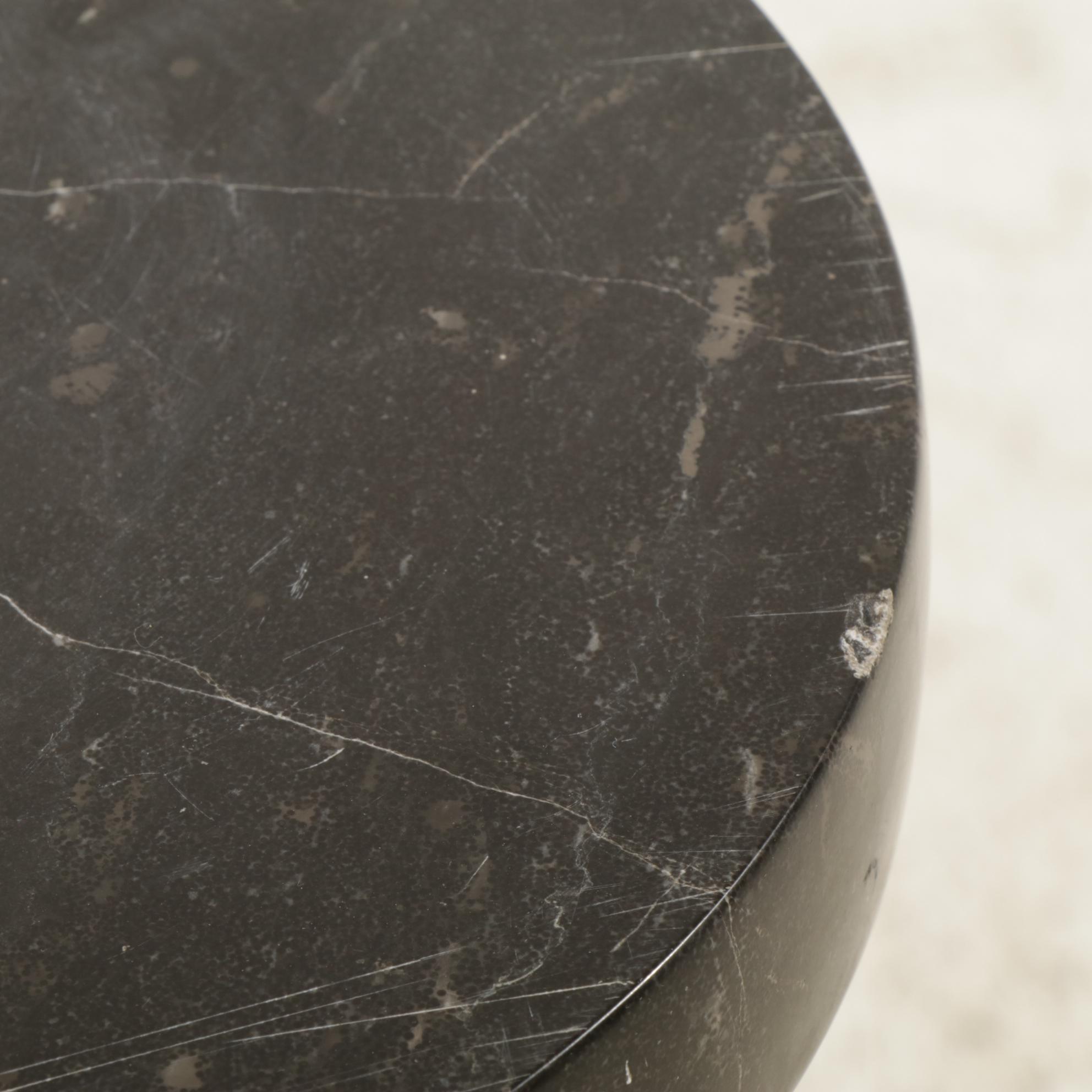 Neoclassical Black Marble Column Pedestal