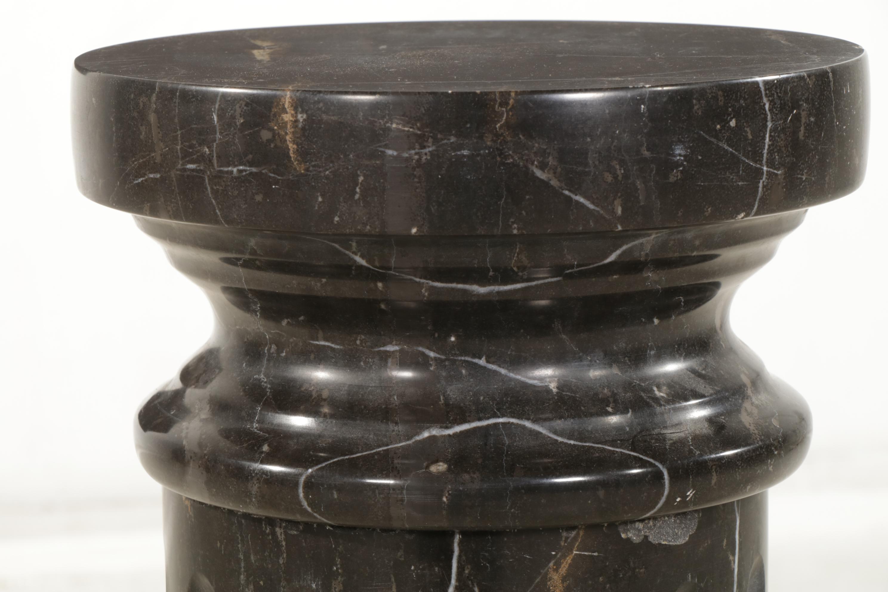 Neoclassical Black Marble Column Pedestal
