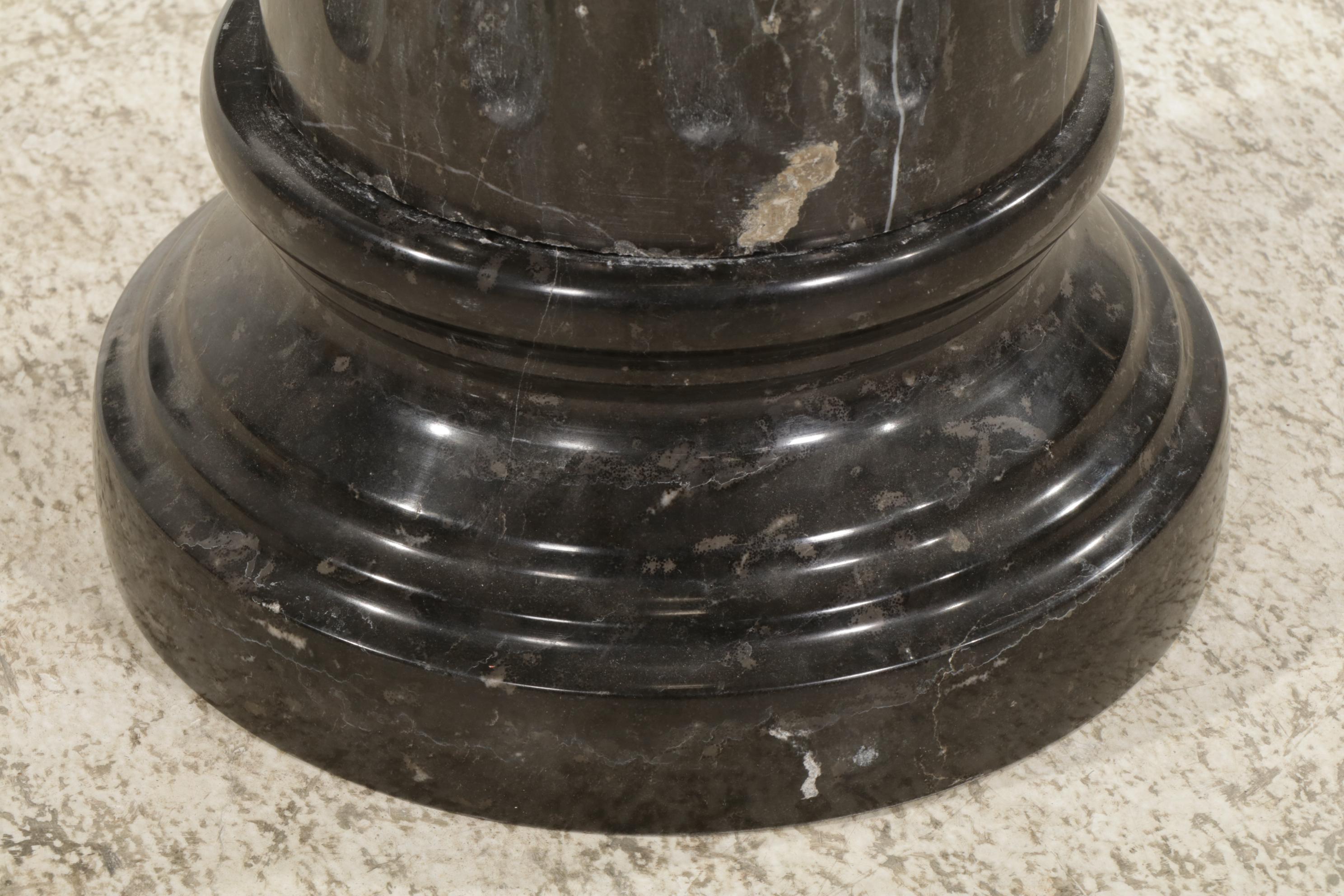 Neoclassical Black Marble Column Pedestal