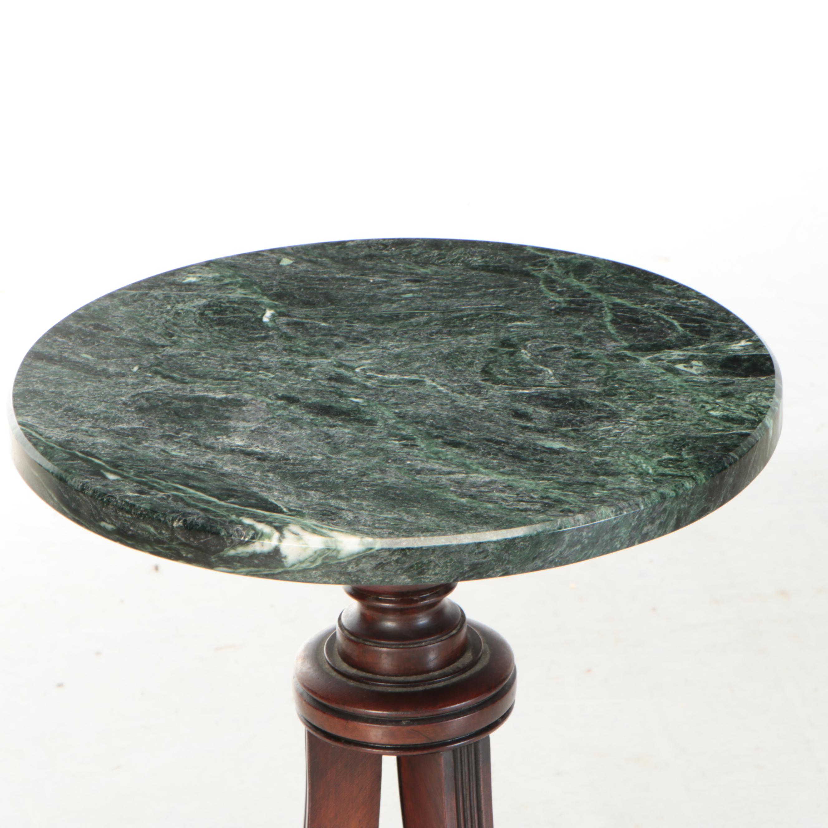 Empire Style Green Marble and Mahogany End Table
