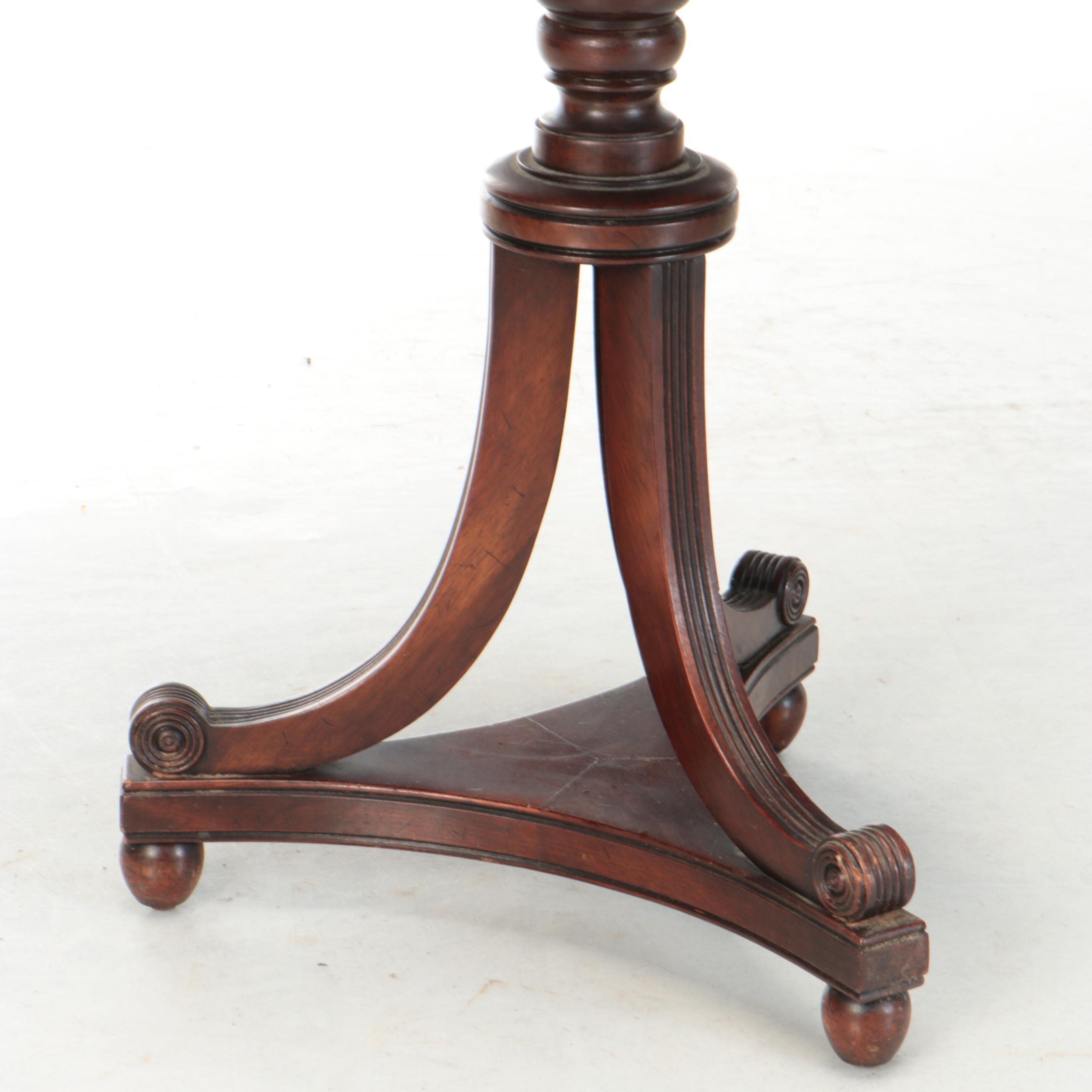 Empire Style Green Marble and Mahogany End Table