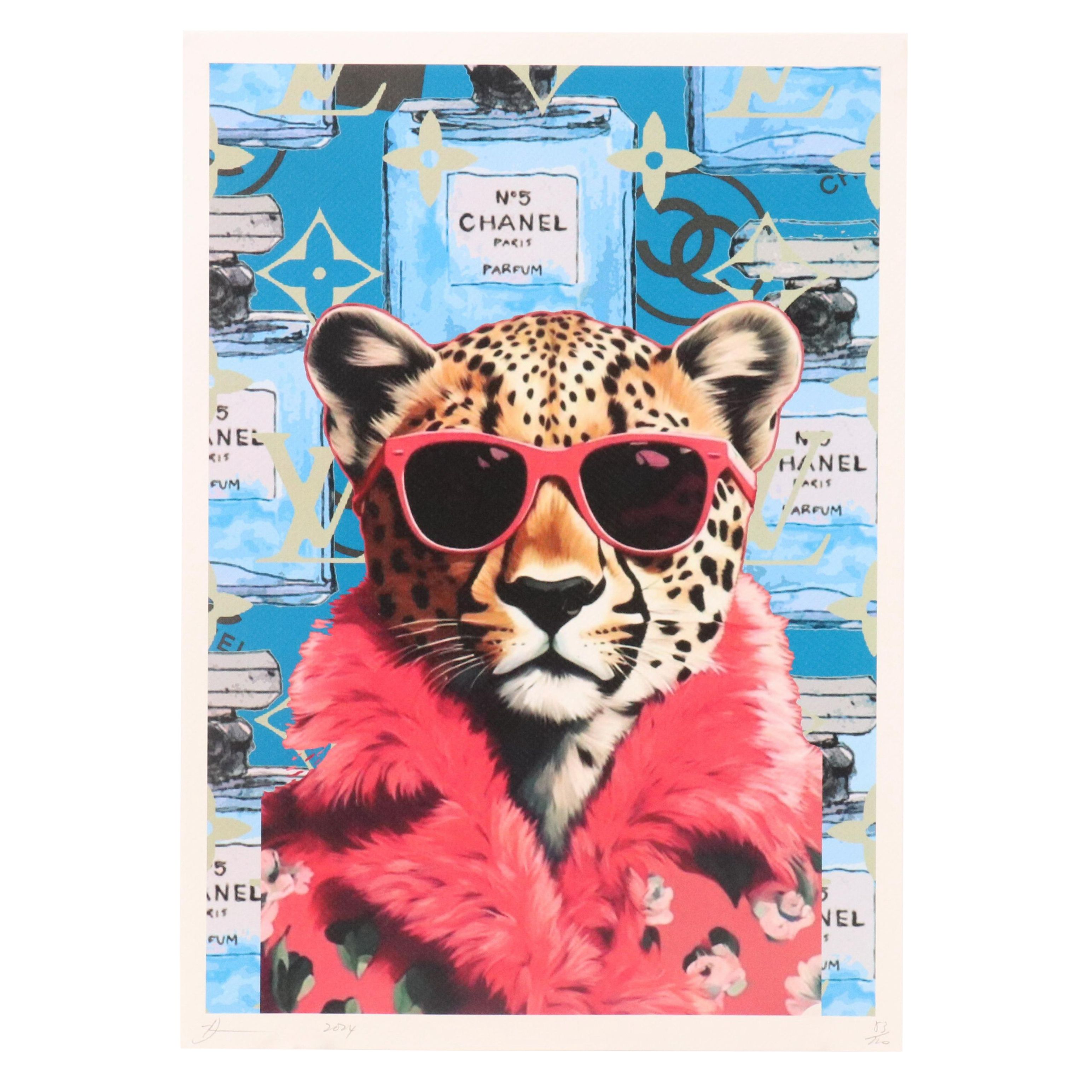 Death NYC Pop Art Graphic Print Homage to Louis Vuitton x Chanel x Leopard, 2024