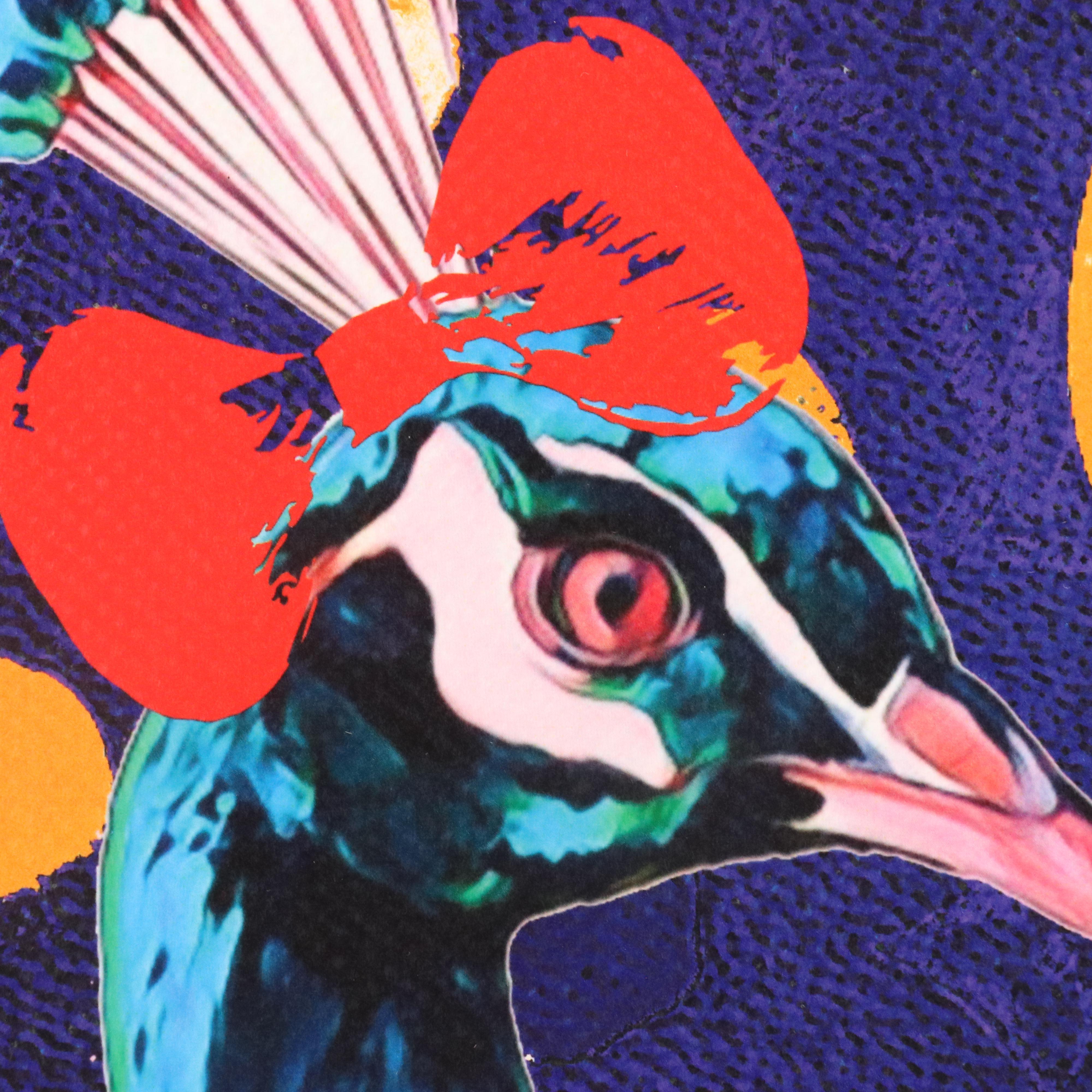 Death NYC Pop Art Graphic Print of Anthropomorphic Peacock in Fur Coat, 2024