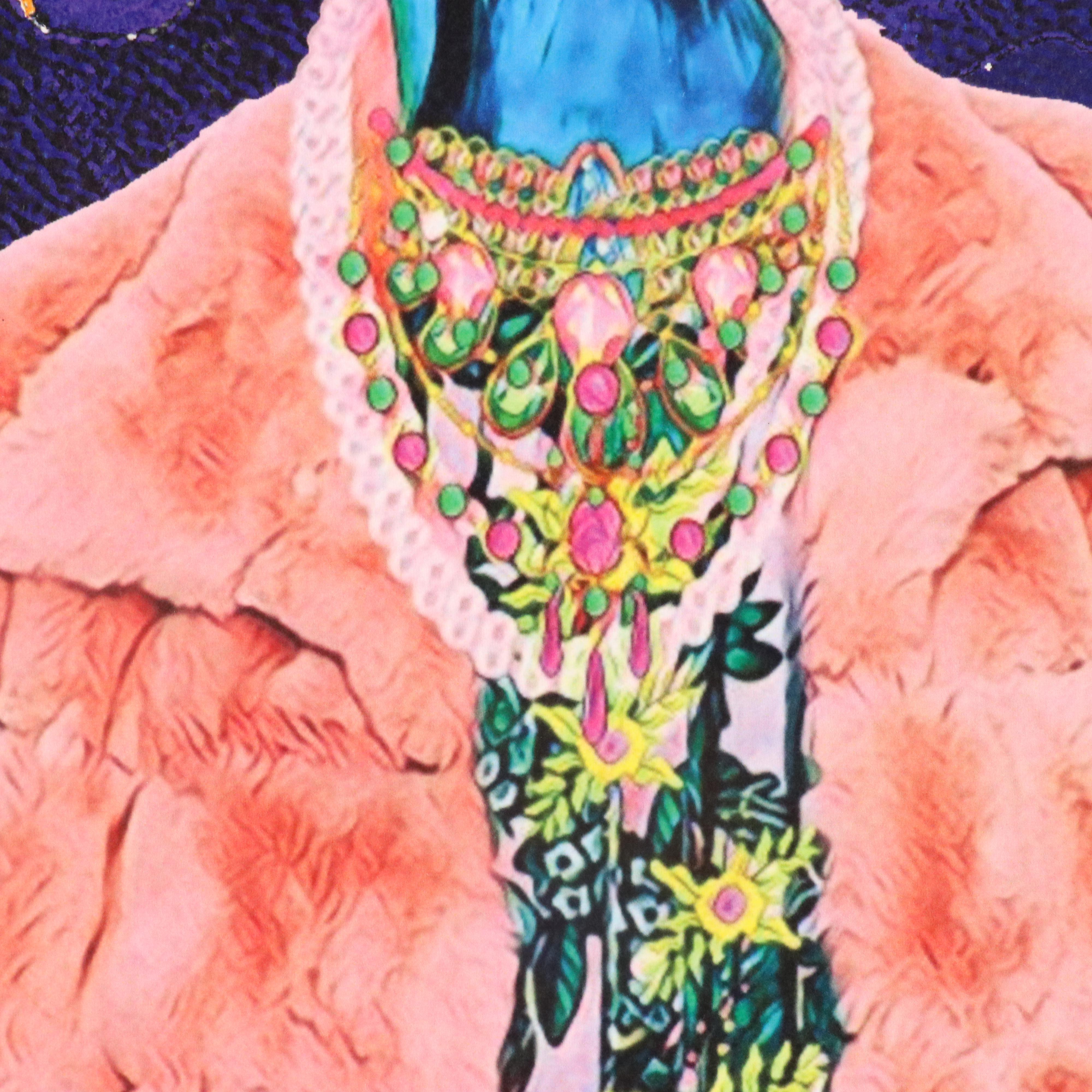 Death NYC Pop Art Graphic Print of Anthropomorphic Peacock in Fur Coat, 2024