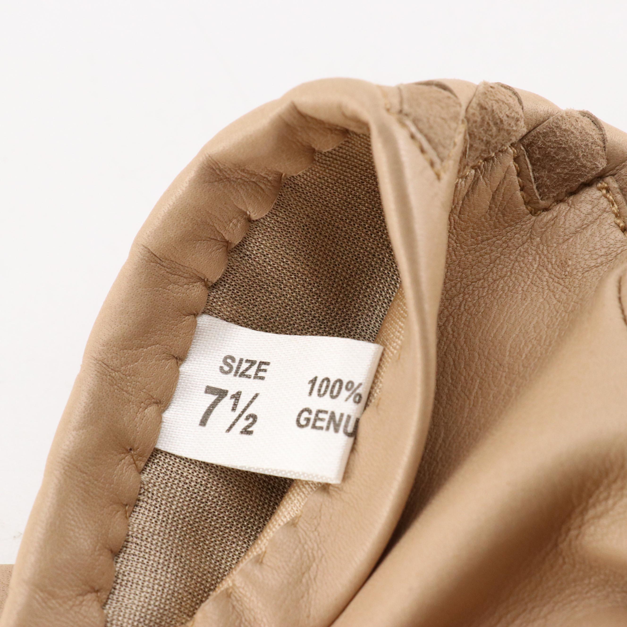 SPI Brown Fox Fur Cuffs and Martelli Glove Factory Beige Lambskin Leather Gloves