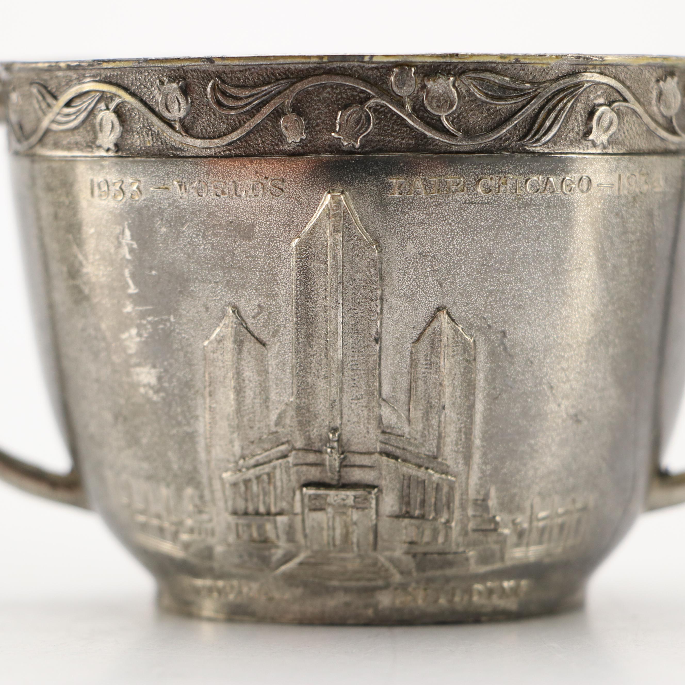 1933 Chicago World's Fair Sugar and Creamer Set with Other Tableware