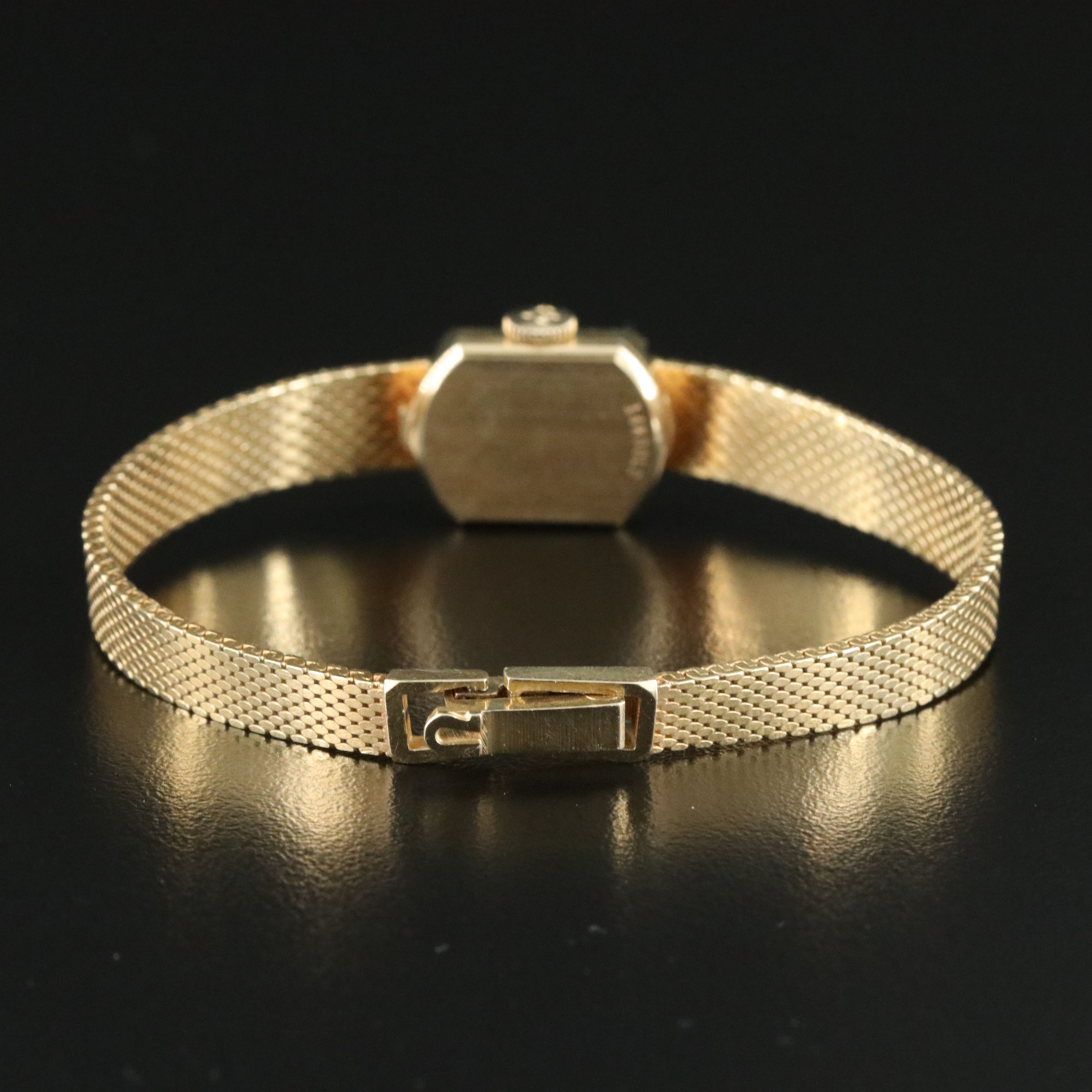 Vintage 14K Gold Omega Silver Dial 13mm Manual-Wind Watch