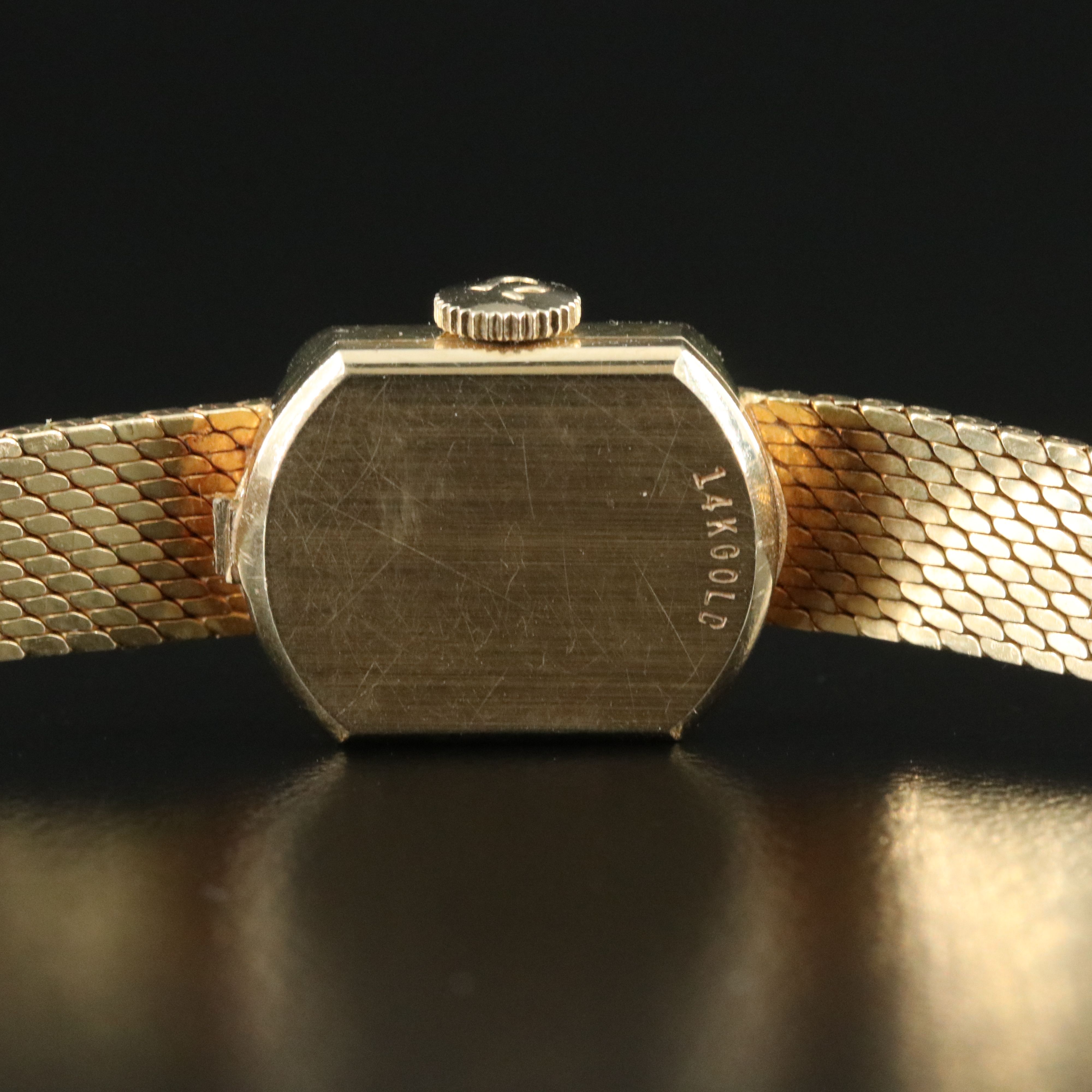 Vintage 14K Gold Omega Silver Dial 13mm Manual-Wind Watch