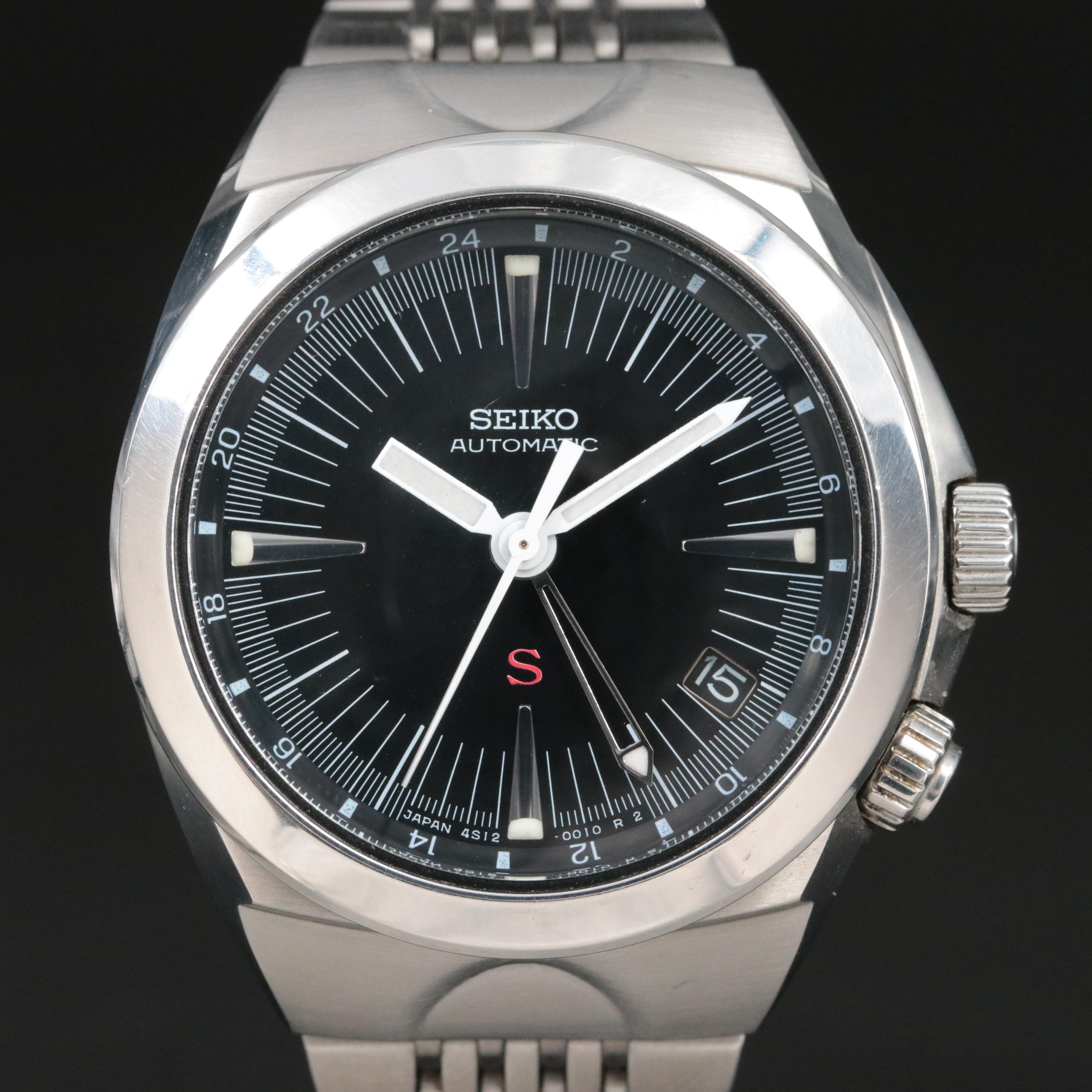 Seiko Mecha Sus Stainless Steel GMT Date Watch