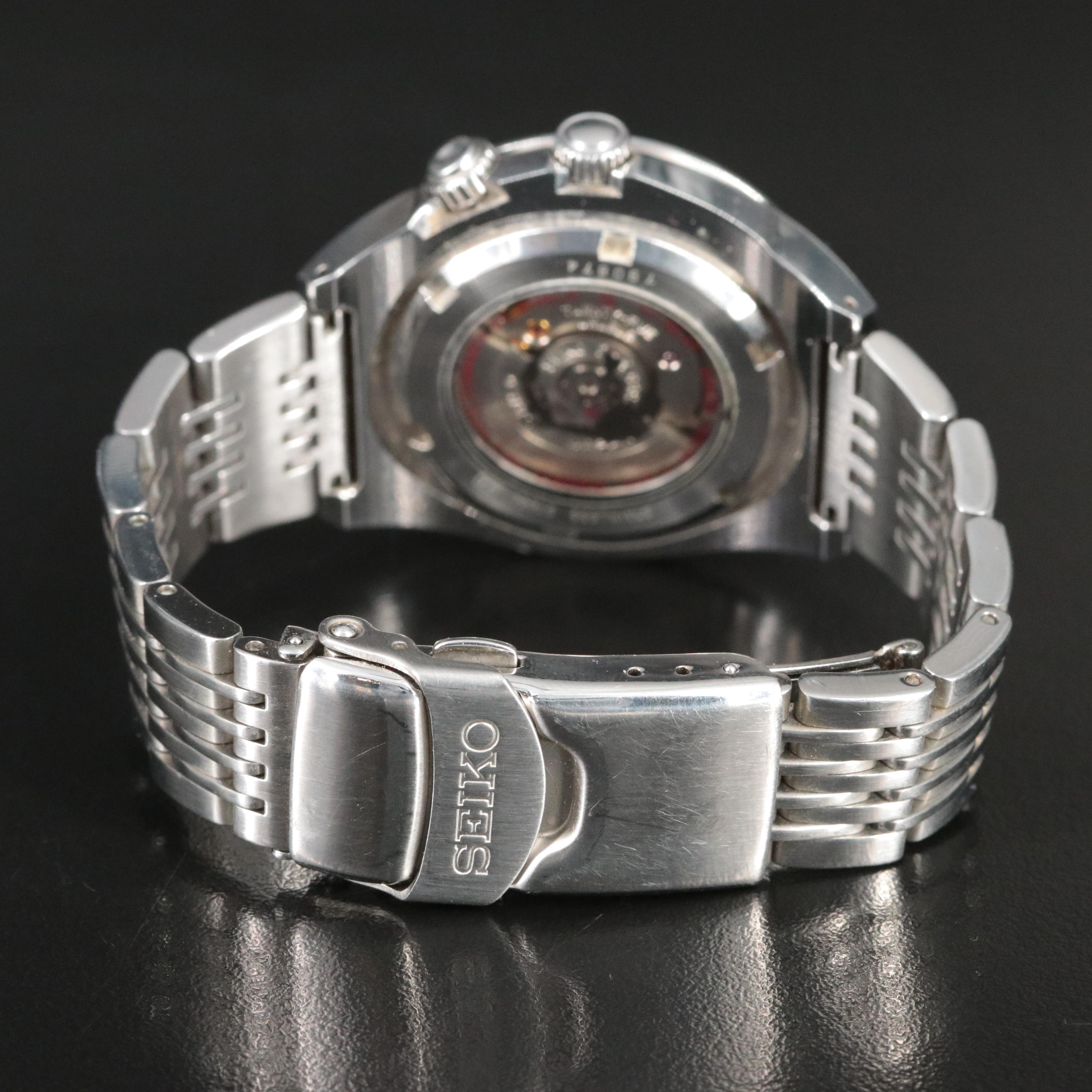 Seiko Mecha Sus Stainless Steel GMT Date Watch