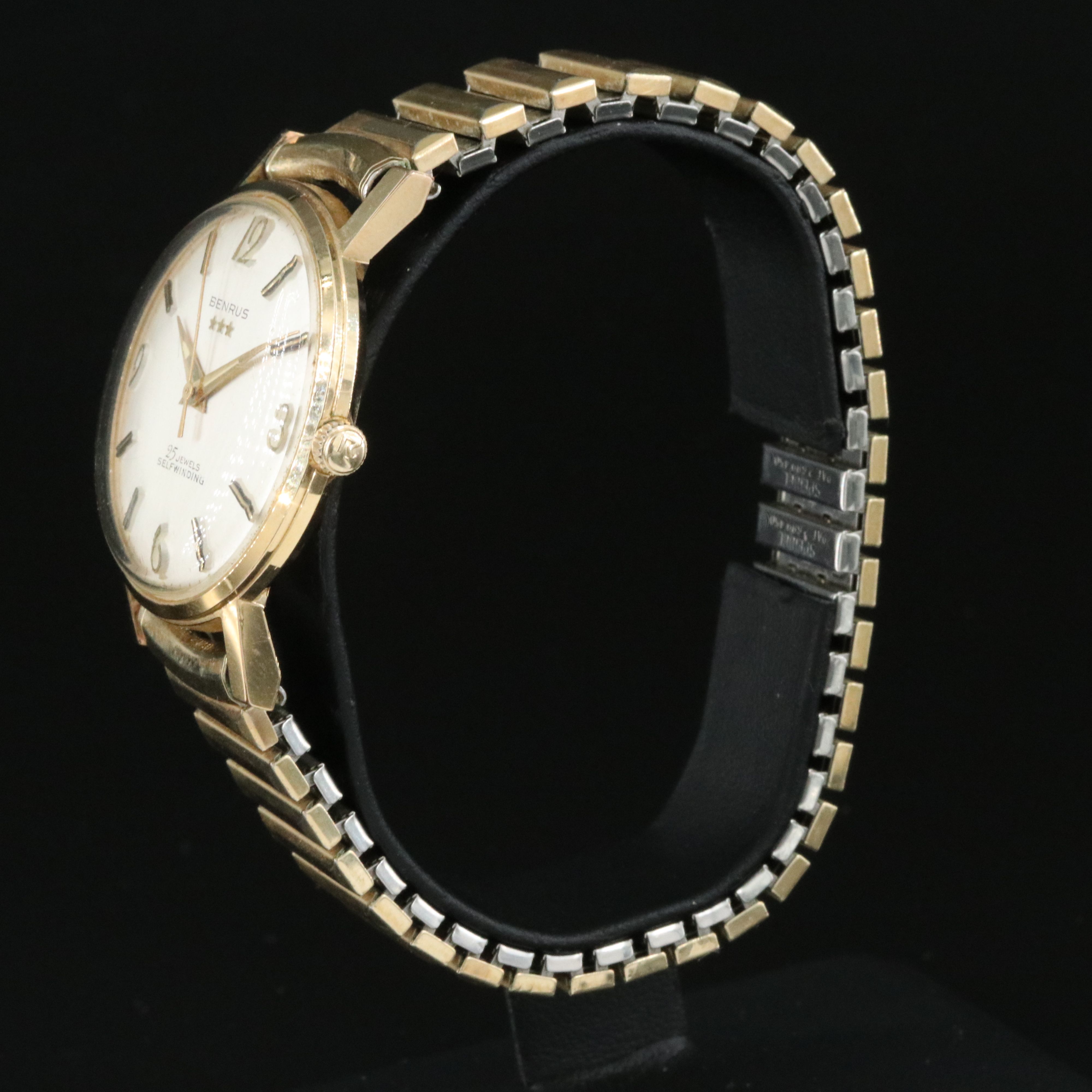 Vintage Benrus 3021 Silver Dial 34mm Gold-Plated Automatic Watch with Box