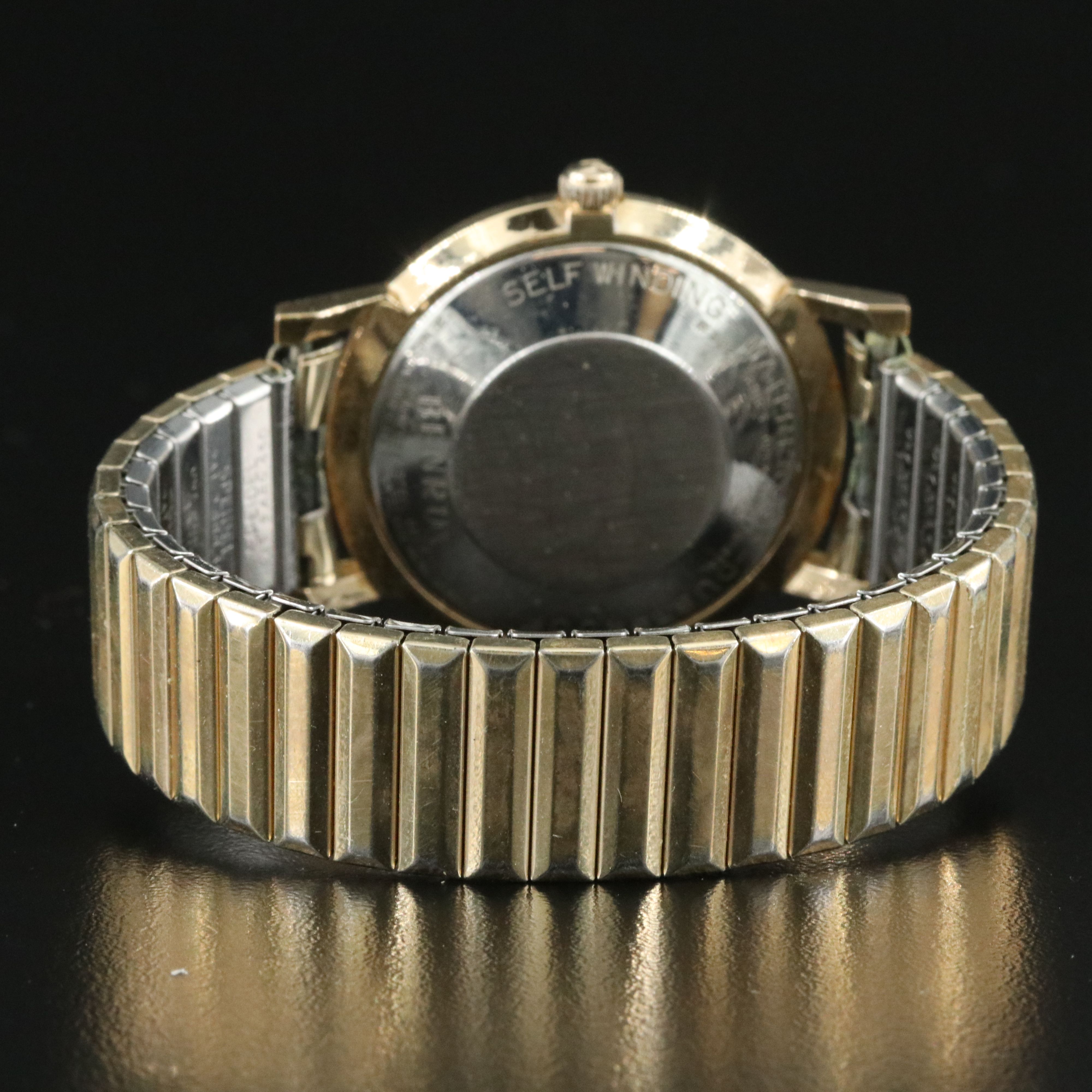 Vintage Benrus 3021 Silver Dial 34mm Gold-Plated Automatic Watch with Box