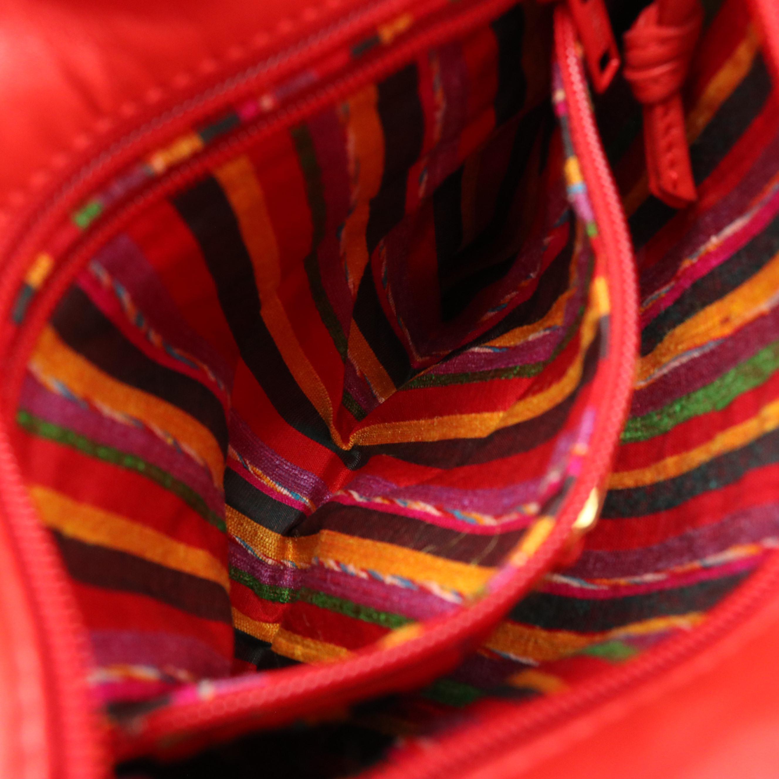 Loewe Red Textile and Lambskin Leather Tassel Cord Evening Bag