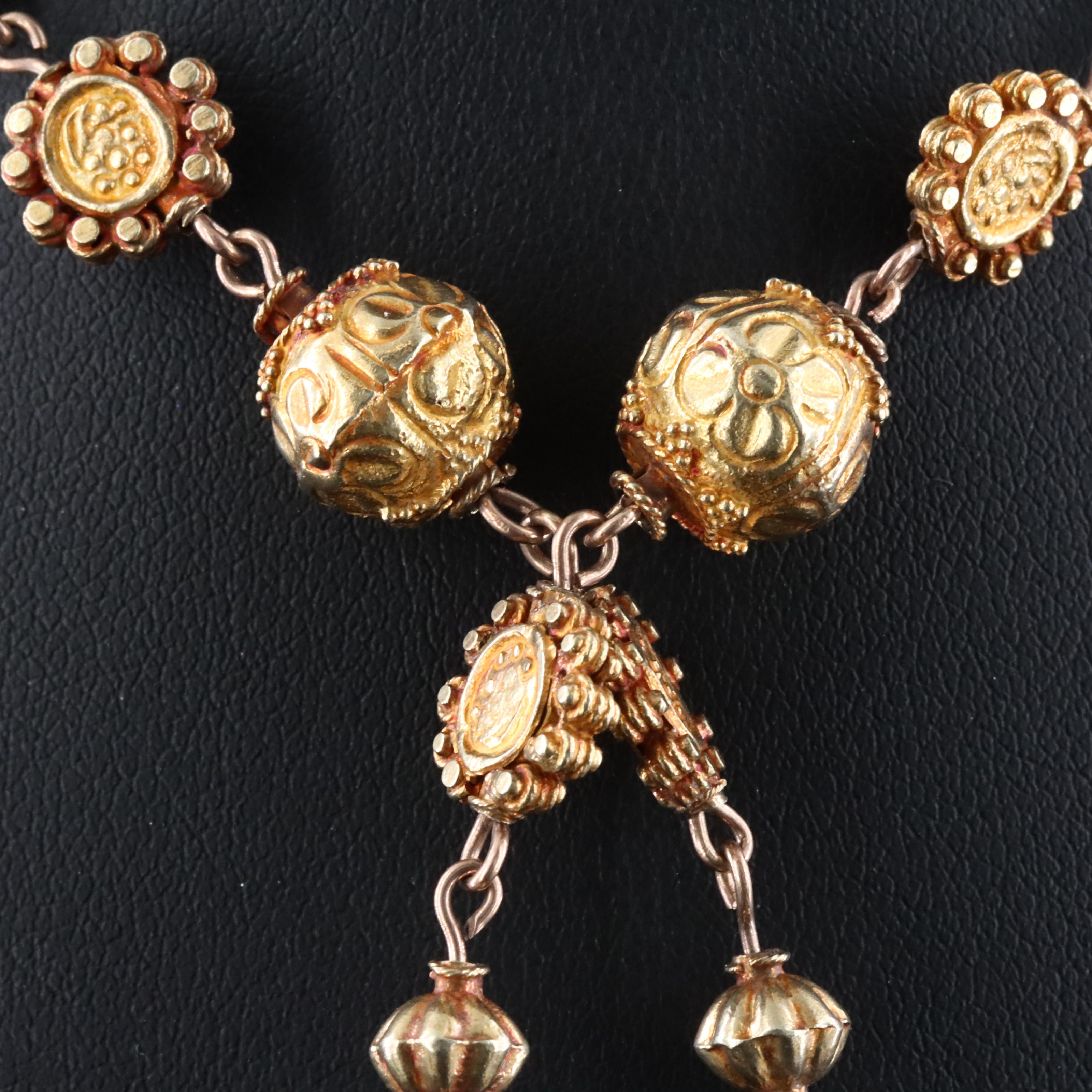 10K Spanish Colonial Philippine Handcrafted Tamborin Devotional Necklace