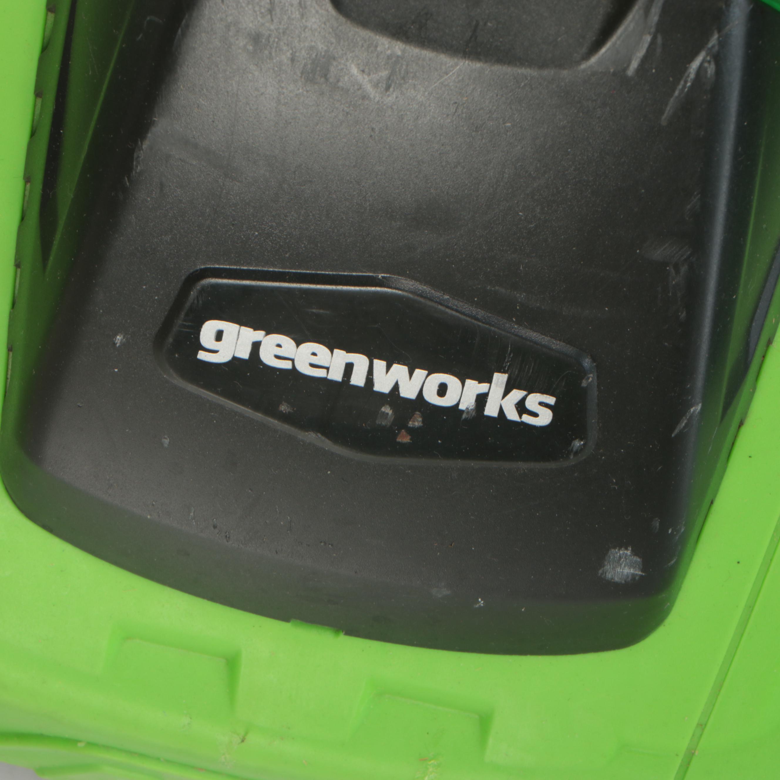 Greenworks Model 25322 Cordless Electric Lawnmower and Accessories